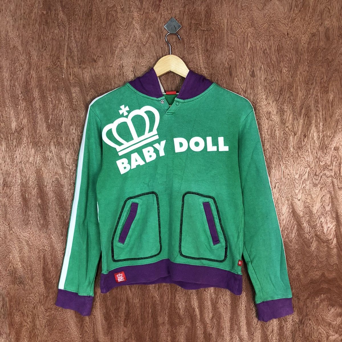 Japanese Brand DL Baby Doll Green Big Logo Hoodies #1981 Size S / US 4 / IT 40 - 3 Thumbnail