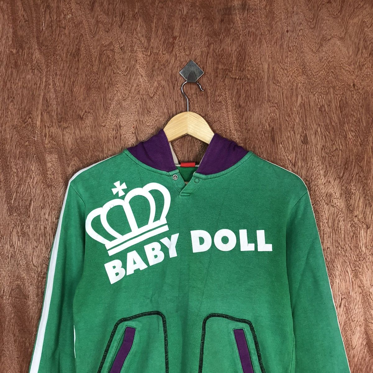 Japanese Brand DL Baby Doll Green Big Logo Hoodies #1981 Size S / US 4 / IT 40 - 9 Thumbnail