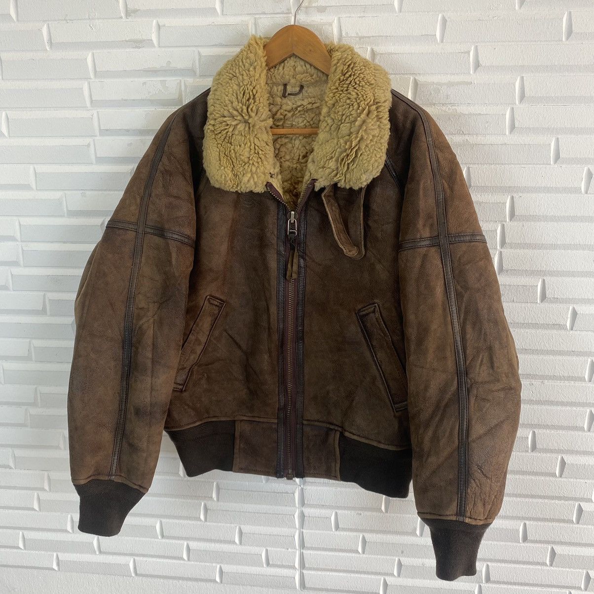 Vintage ✨VINTAGE LOYD & HAIG SHEEPSKIN BOMBER JACKET Size US L / EU 52-54 / 3 - 4 Thumbnail