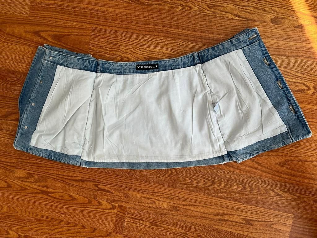 Y/Project Metallic Denim Skirt Size 25" / US 0 / IT 36 - 4 Thumbnail