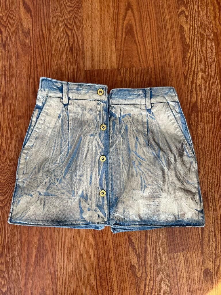 Y/Project Metallic Denim Skirt Size 25" / US 0 / IT 36 - 2 Thumbnail