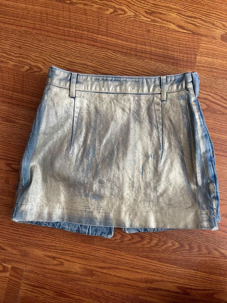 Y/Project Metallic Denim Skirt Size 25" / US 0 / IT 36 - 3 Thumbnail