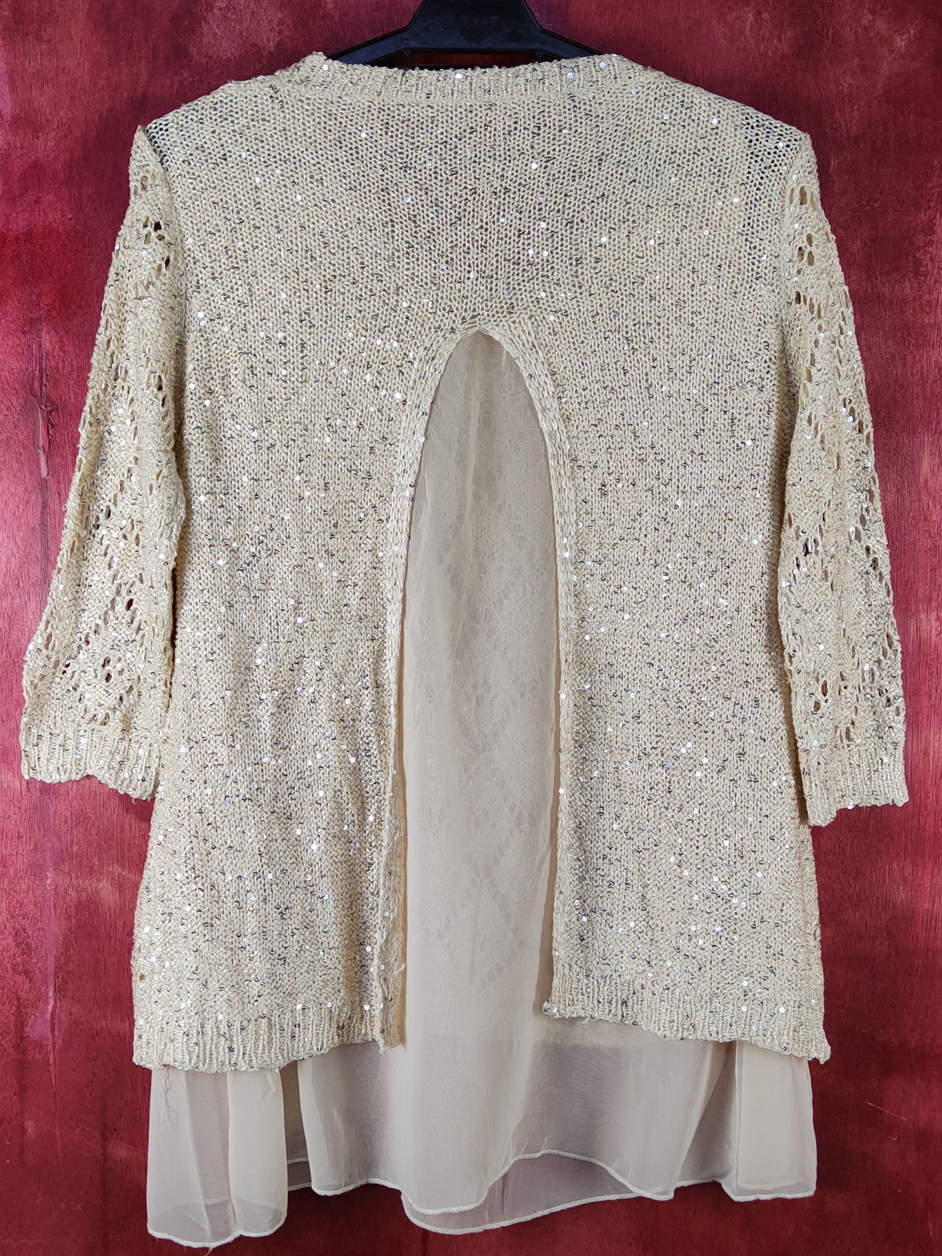 Homespun Knitwear Japanese Brand Cream Crochet Meshnet Knit Blouses #S1010 Size S / US 4 / IT 40 - 5 Thumbnail