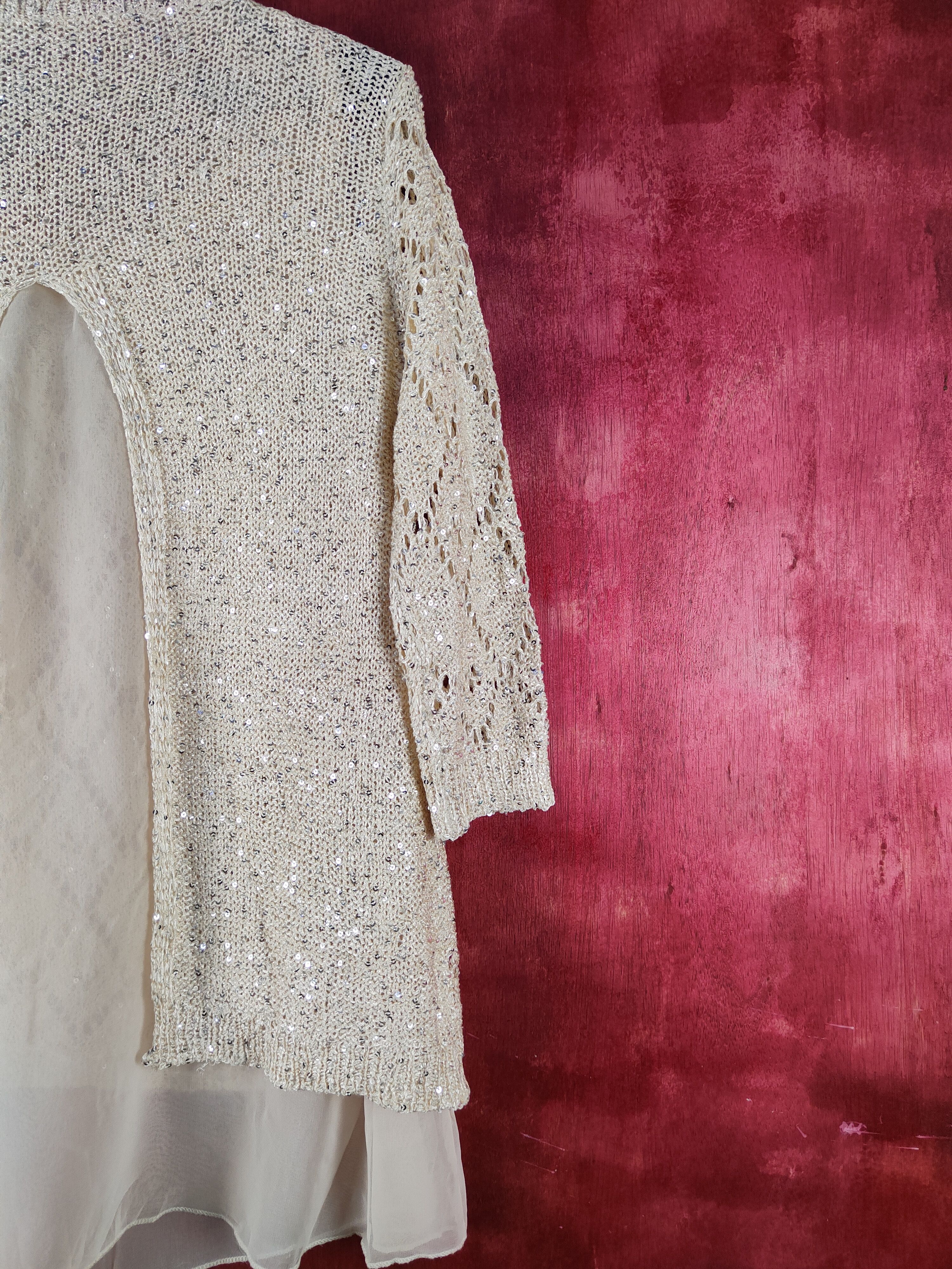 Homespun Knitwear Japanese Brand Cream Crochet Meshnet Knit Blouses #S1010 Size S / US 4 / IT 40 - 7 Thumbnail