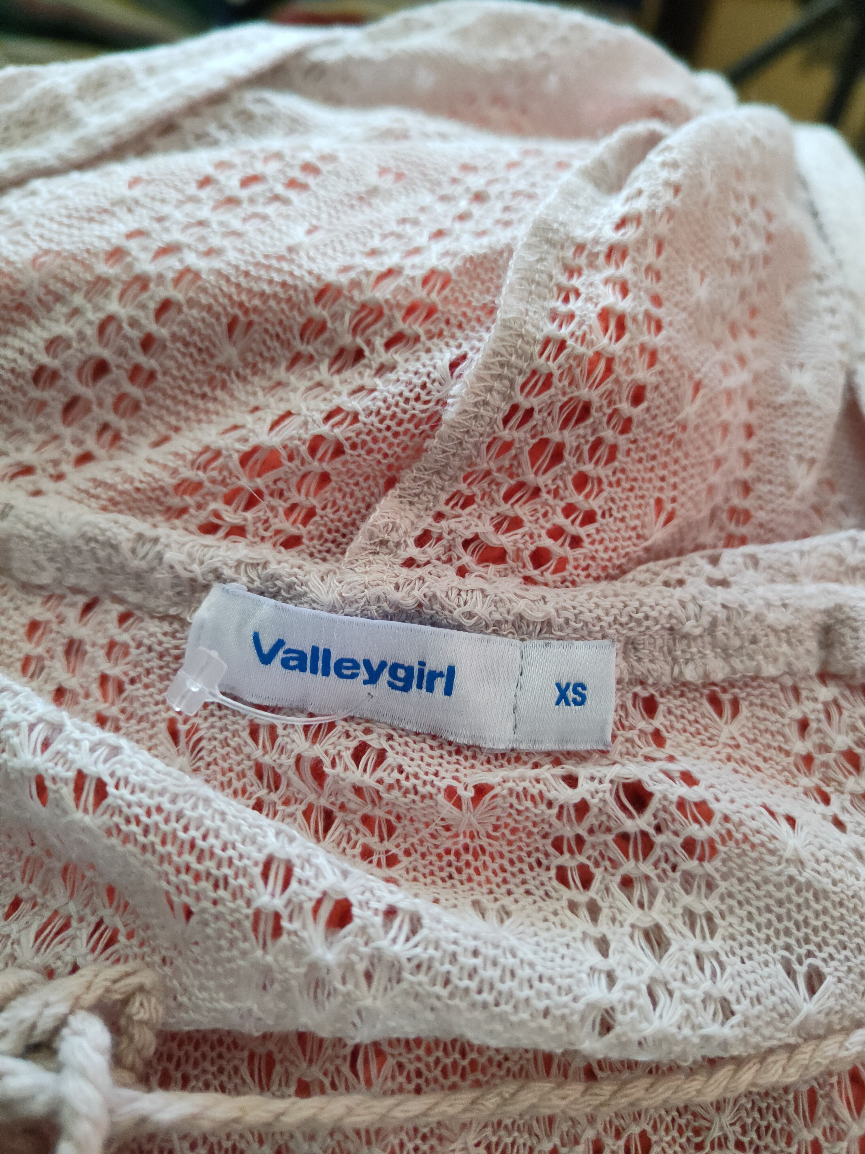 Japanese Brand Valleygirl Beige Crochet Meshnet Hoodie Cardigan #S1008 Size XS / US 0-2 / IT 36-38 - 12 Thumbnail