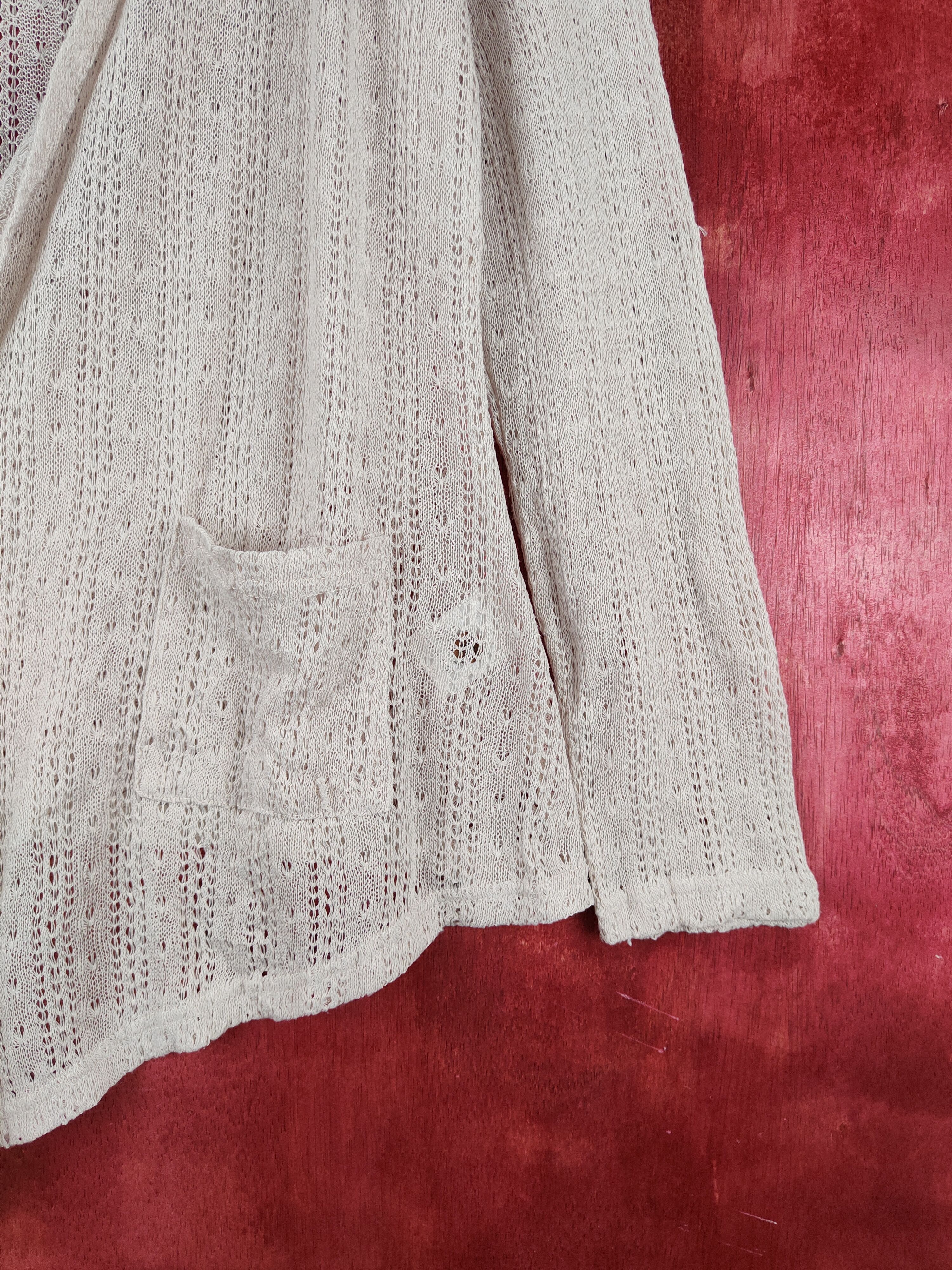 Japanese Brand Valleygirl Beige Crochet Meshnet Hoodie Cardigan #S1008 Size XS / US 0-2 / IT 36-38 - 7 Thumbnail