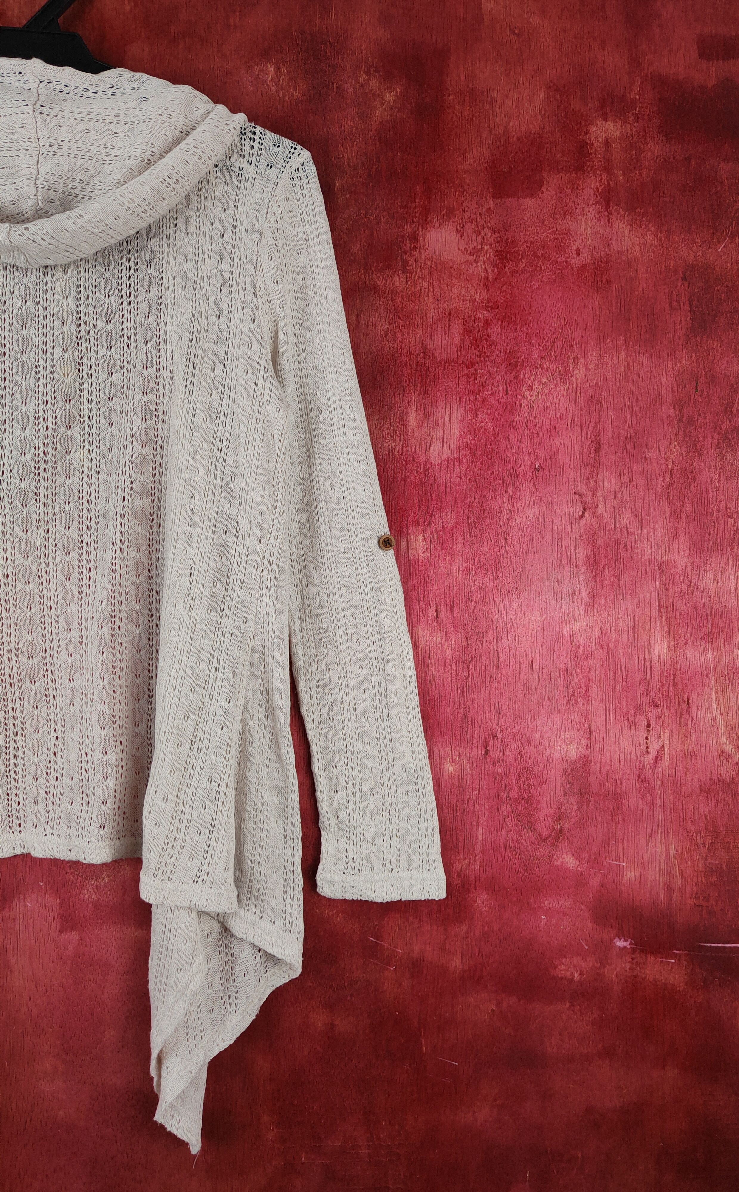 Japanese Brand Valleygirl Beige Crochet Meshnet Hoodie Cardigan #S1008 Size XS / US 0-2 / IT 36-38 - 10 Thumbnail