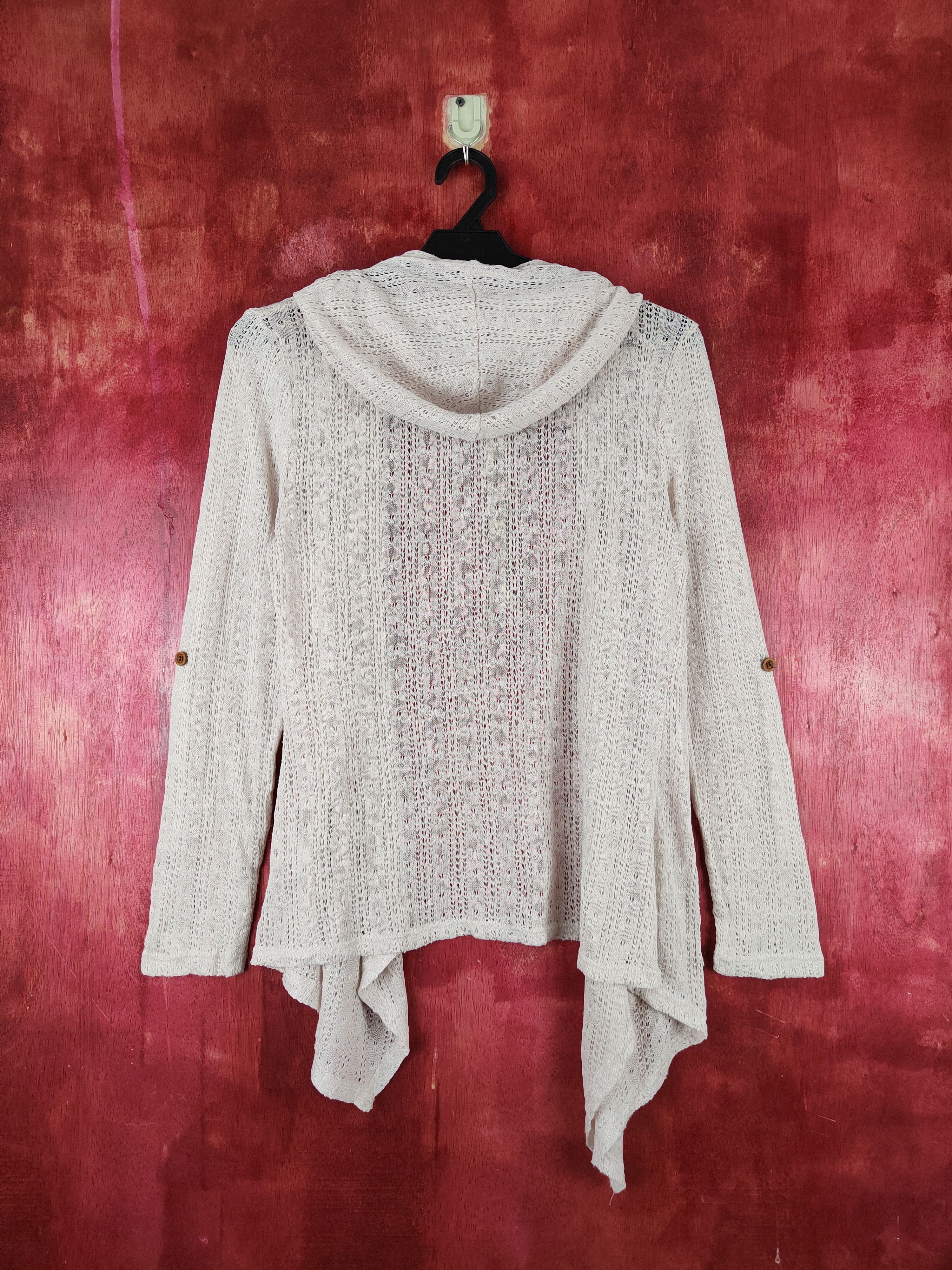 Japanese Brand Valleygirl Beige Crochet Meshnet Hoodie Cardigan #S1008 Size XS / US 0-2 / IT 36-38 - 8 Thumbnail