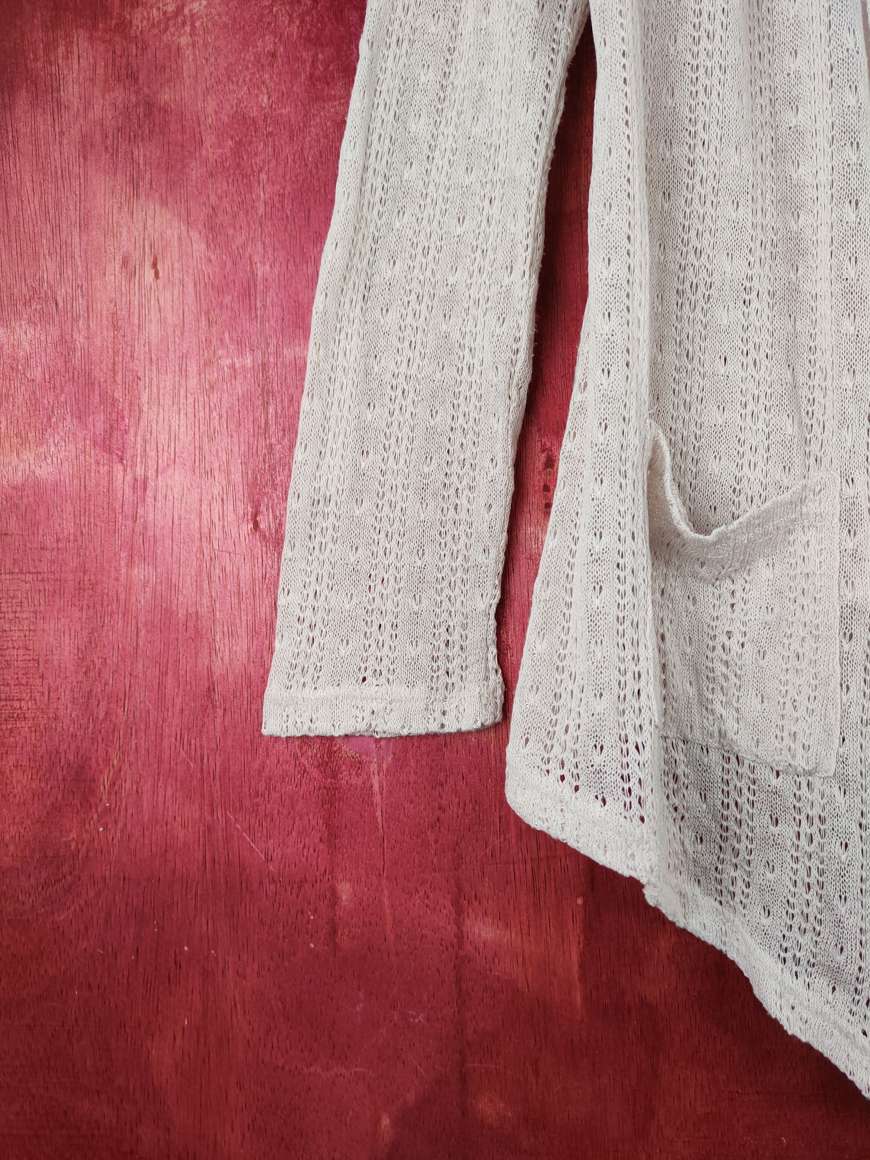 Japanese Brand Valleygirl Beige Crochet Meshnet Hoodie Cardigan #S1008 Size XS / US 0-2 / IT 36-38 - 5 Thumbnail