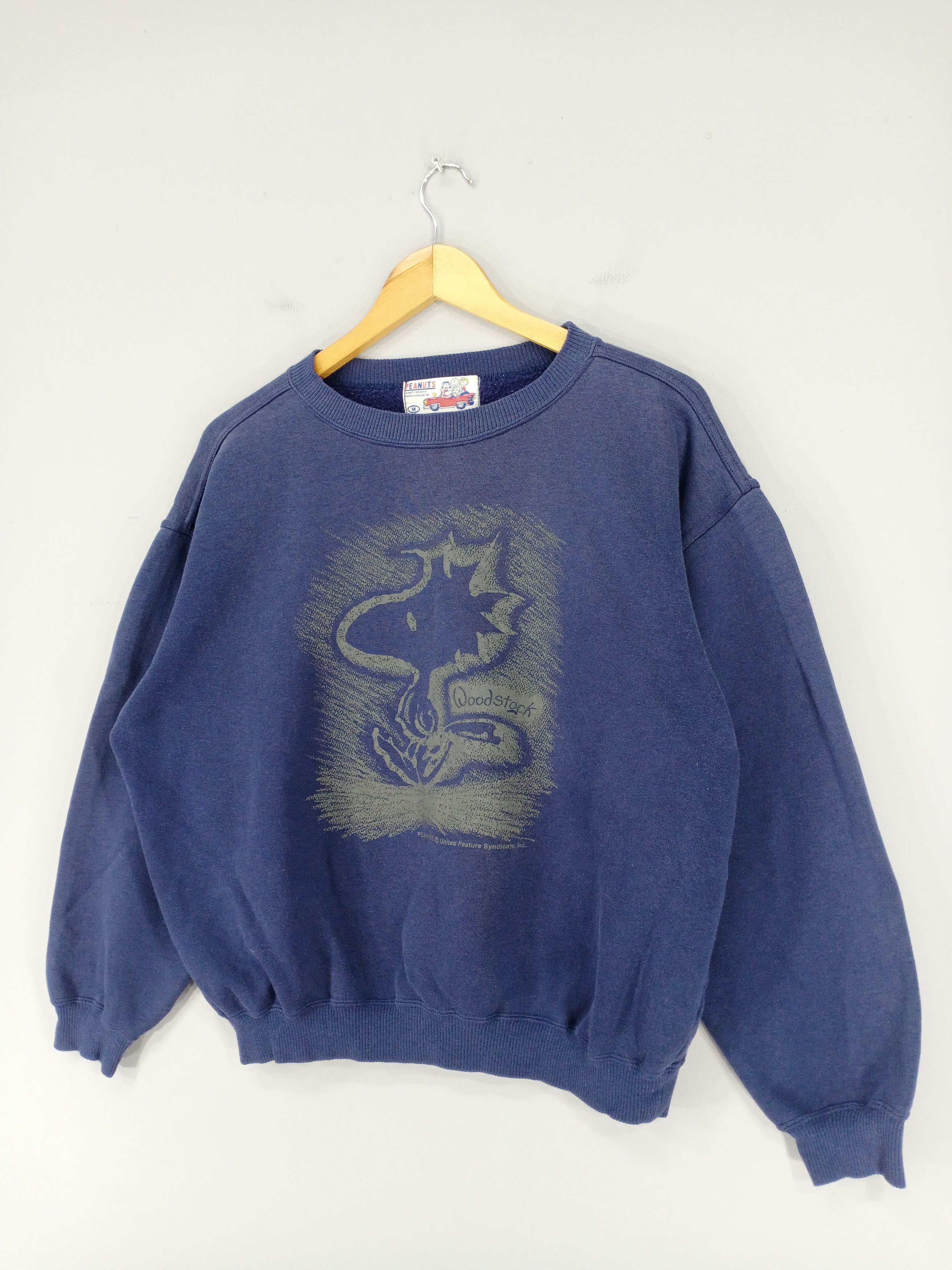Disney × Peanuts × Vintage 💥RARE💥Vintage 90s Snoopy Woodstock Faded Blue Sweatshirt Size US M / EU 48-50 / 2 - 3 Thumbnail