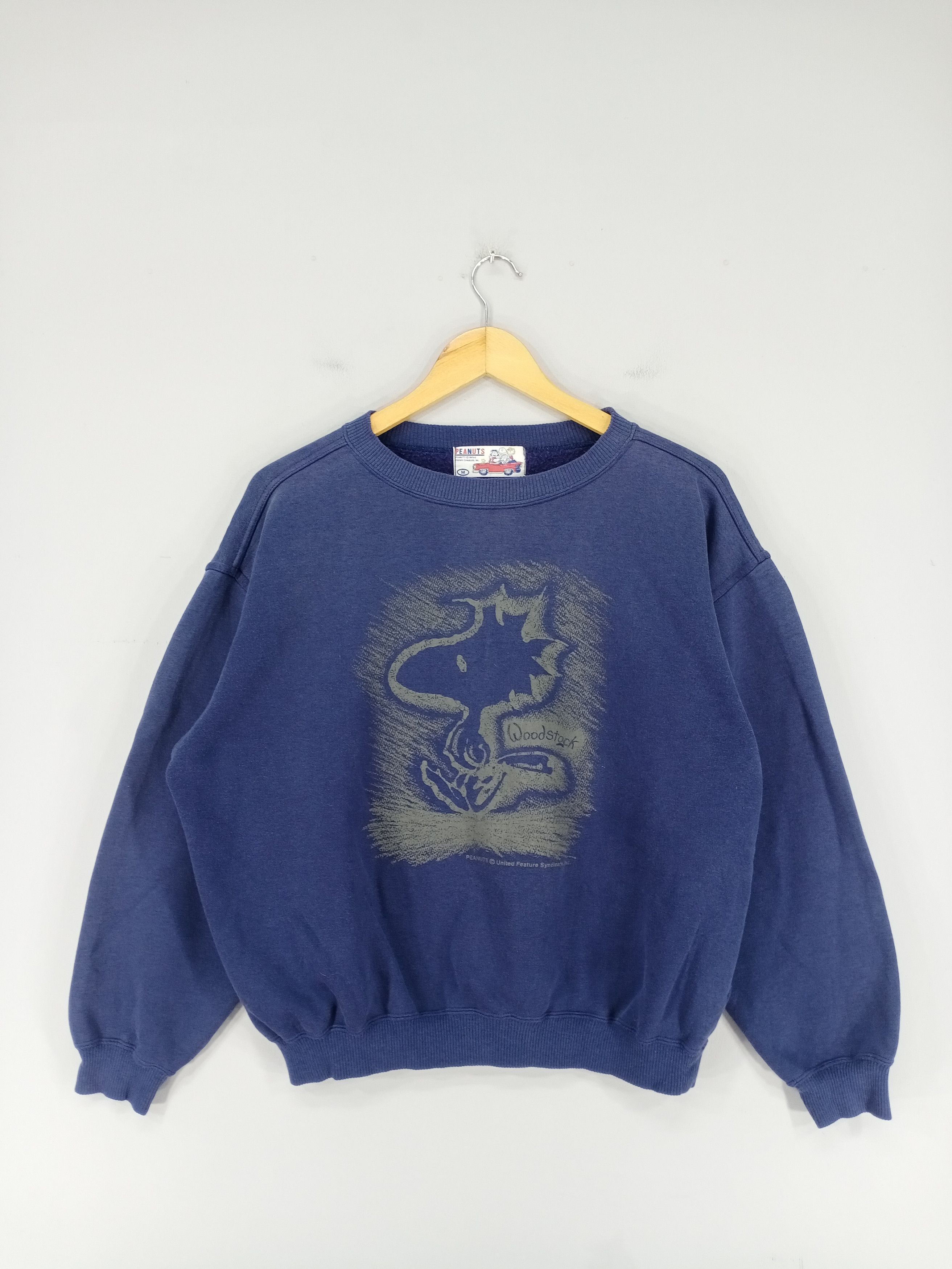 Disney × Peanuts × Vintage 💥RARE💥Vintage 90s Snoopy Woodstock Faded Blue Sweatshirt Size US M / EU 48-50 / 2 - 1 Thumbnail