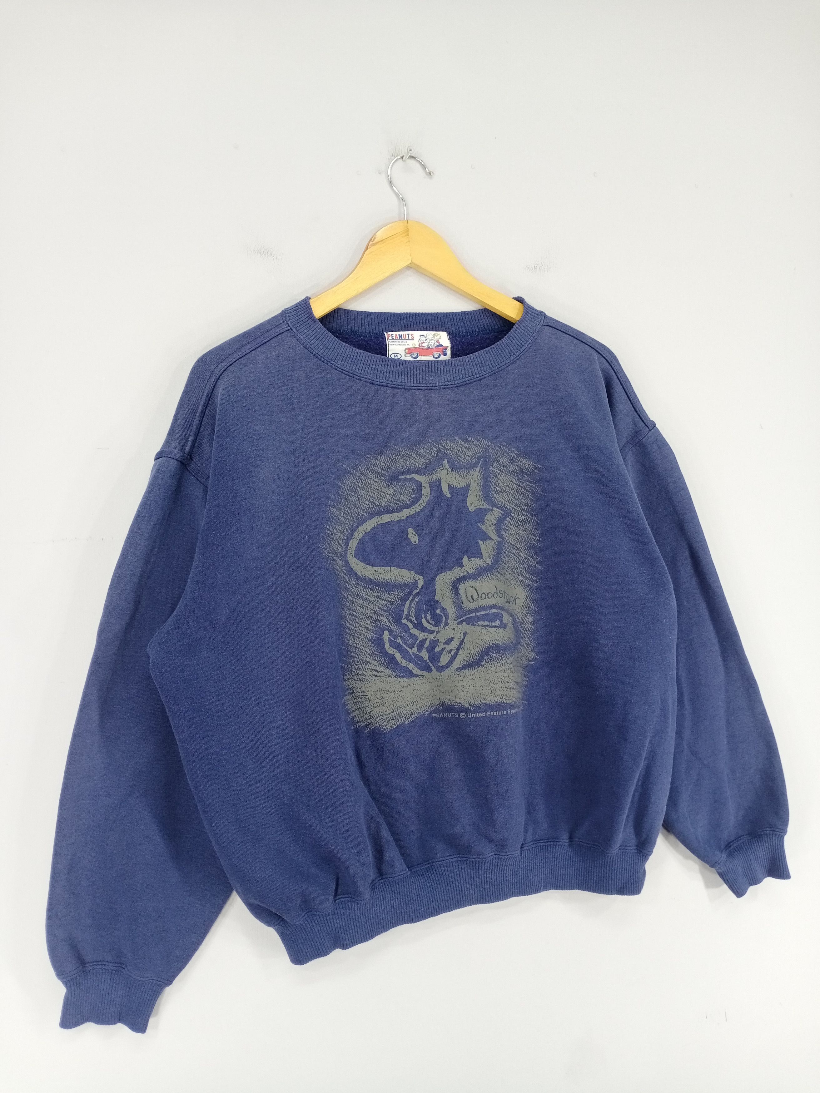 Disney × Peanuts × Vintage 💥RARE💥Vintage 90s Snoopy Woodstock Faded Blue Sweatshirt Size US M / EU 48-50 / 2 - 2 Thumbnail