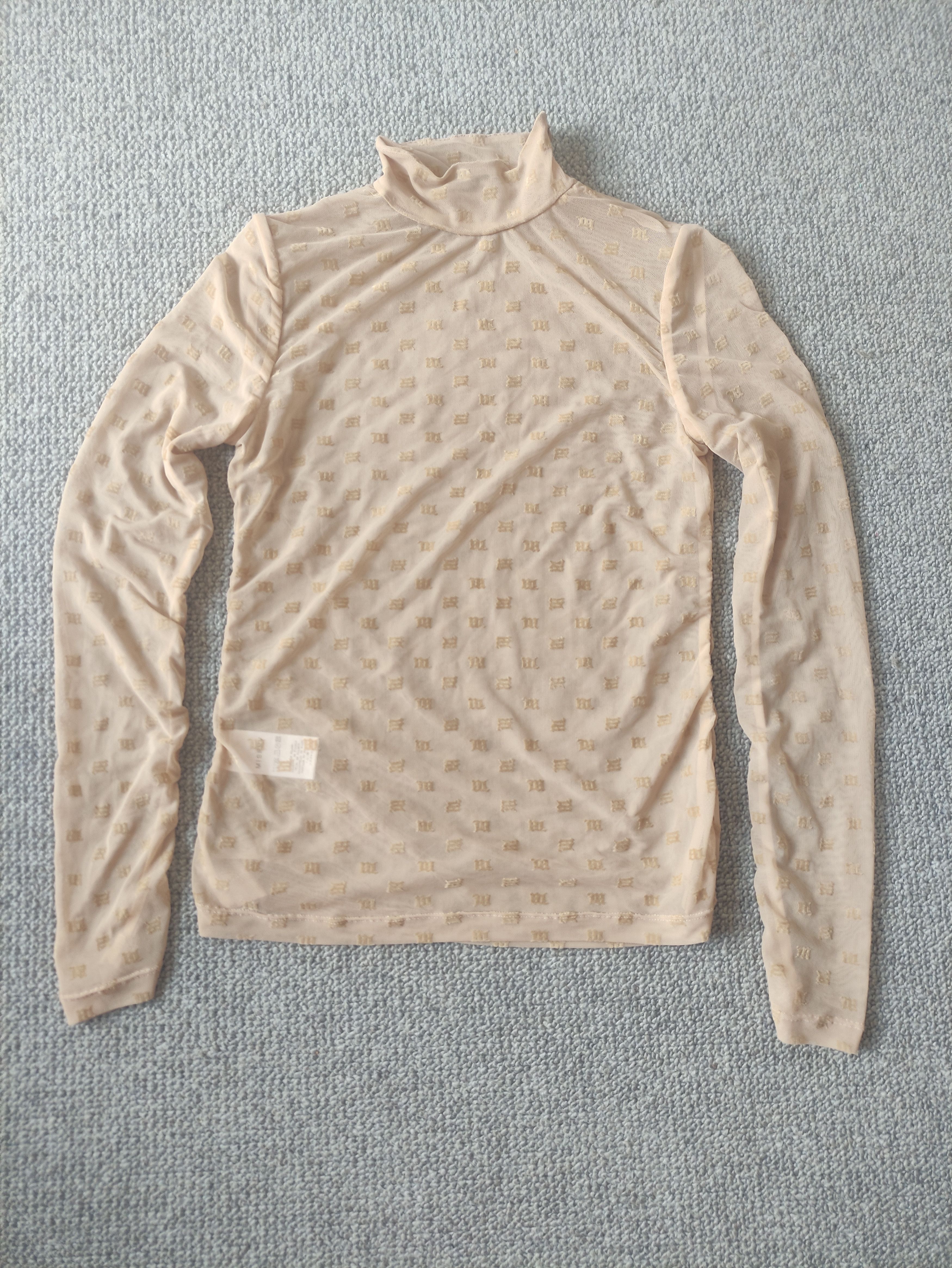 Mesh Monogram Turtleneck in Beige