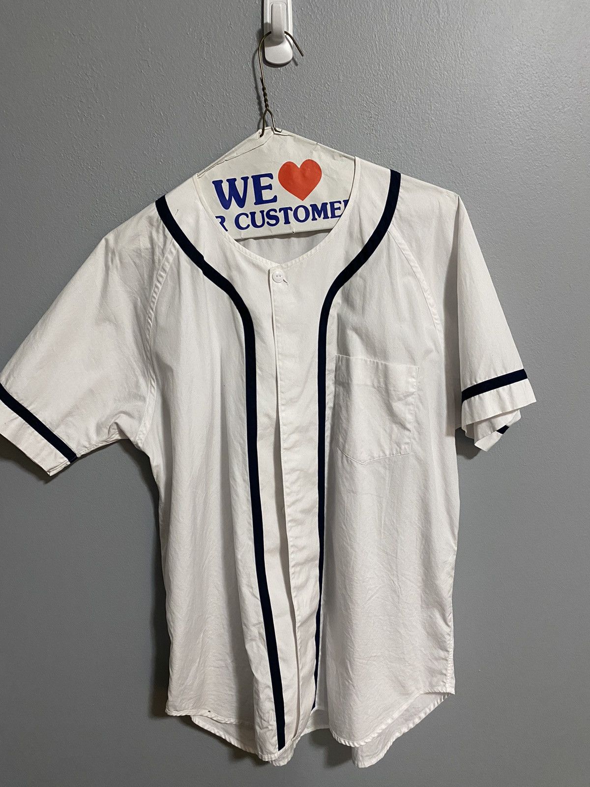 image of Comme Des Garcons x Ganryu Baseball Shirt S/s 2015 (Eq-B002) in White, Men's (Size Small)