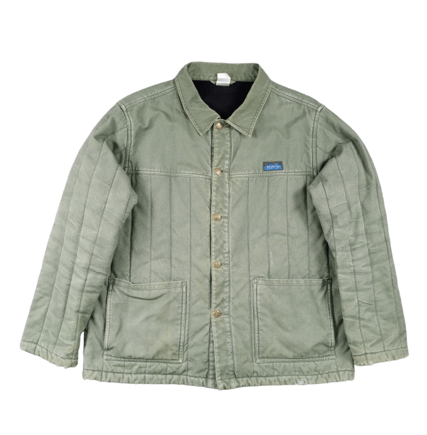 image of Vintage Kavu Fleece Distressed Double Pocket Size XL in Green Olive, Men's