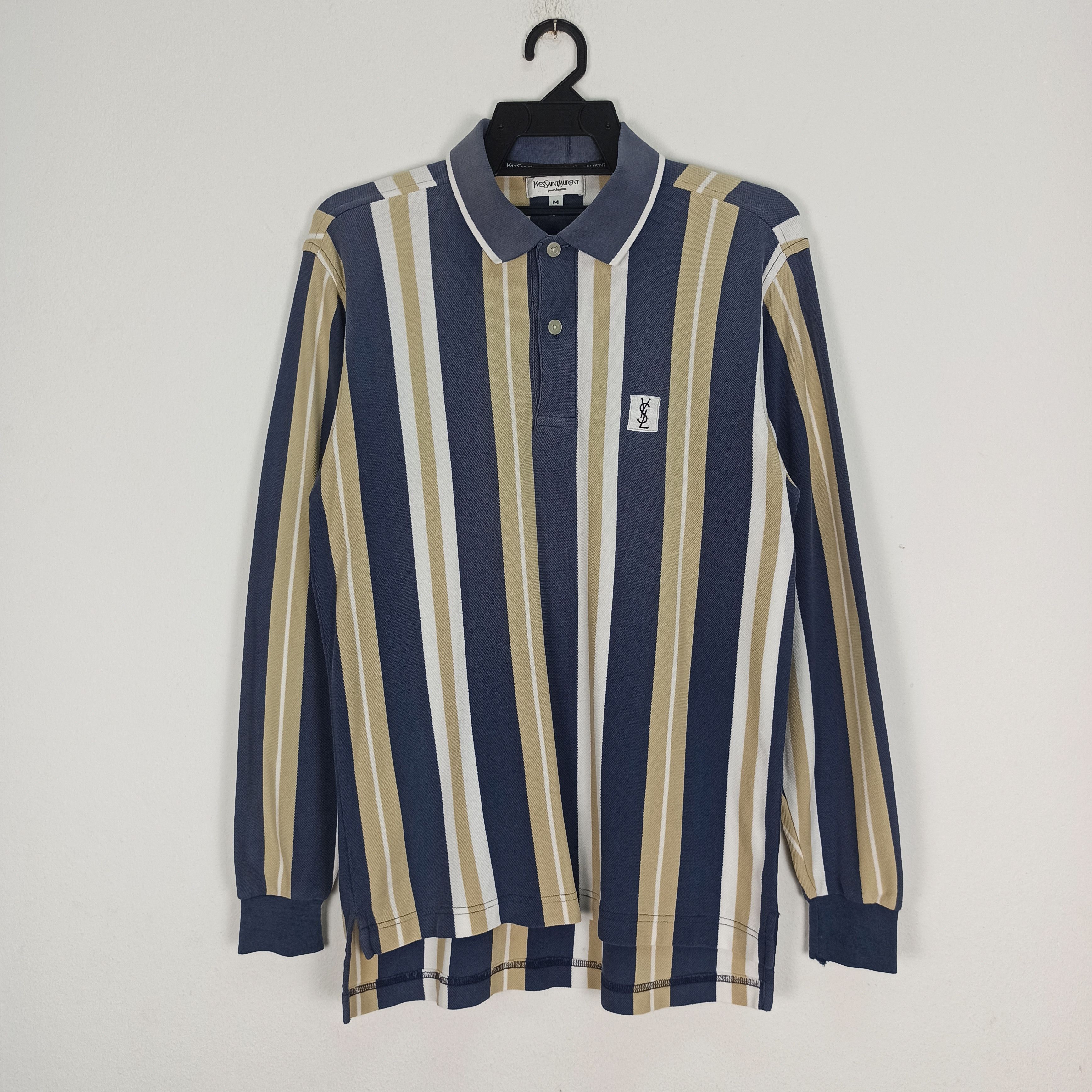 Vintage Vintage Yves Saint Laurent Long Sleeve Polo Size US M / EU 48-50 / 2 - 1 Thumbnail