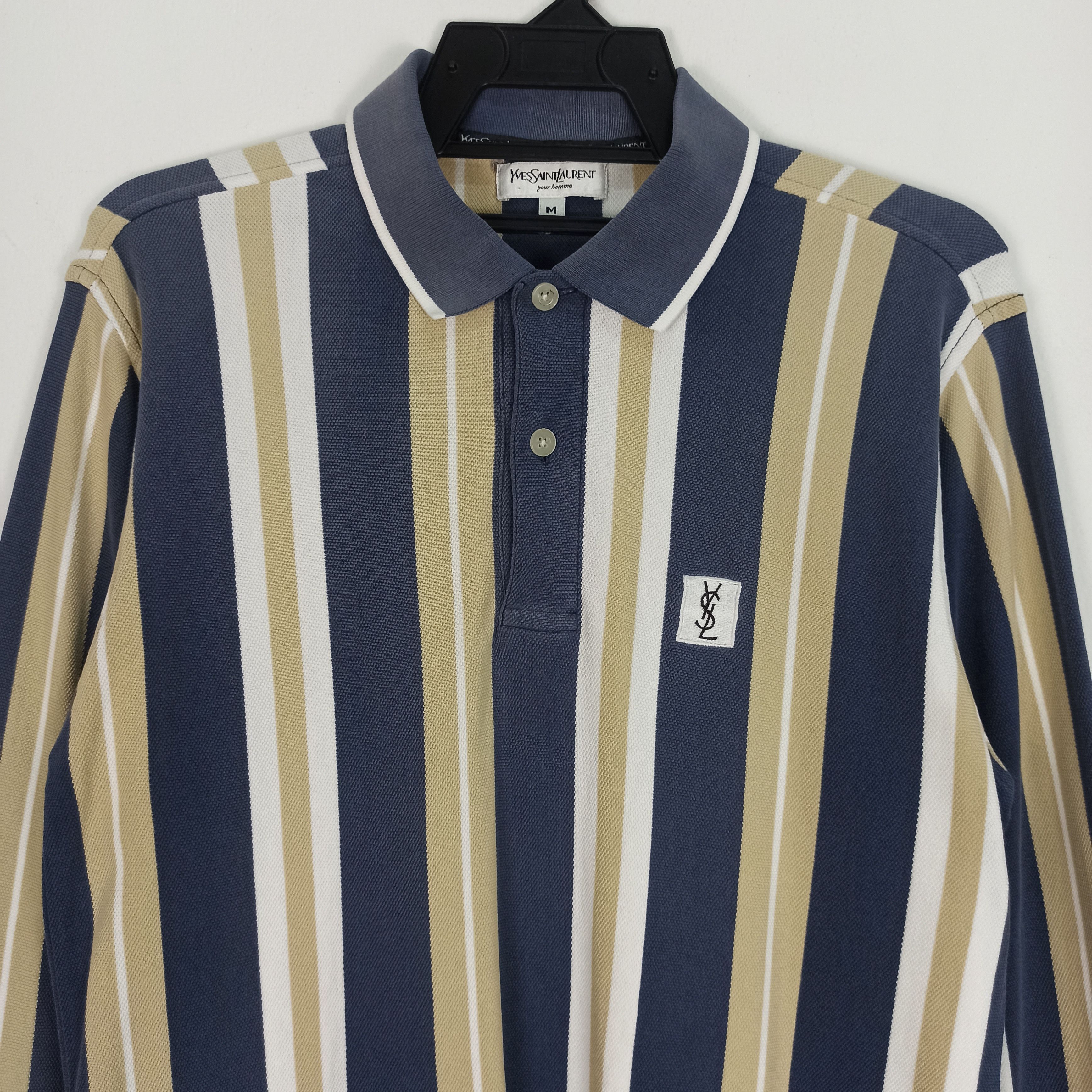 Vintage Vintage Yves Saint Laurent Long Sleeve Polo Size US M / EU 48-50 / 2 - 2 Thumbnail
