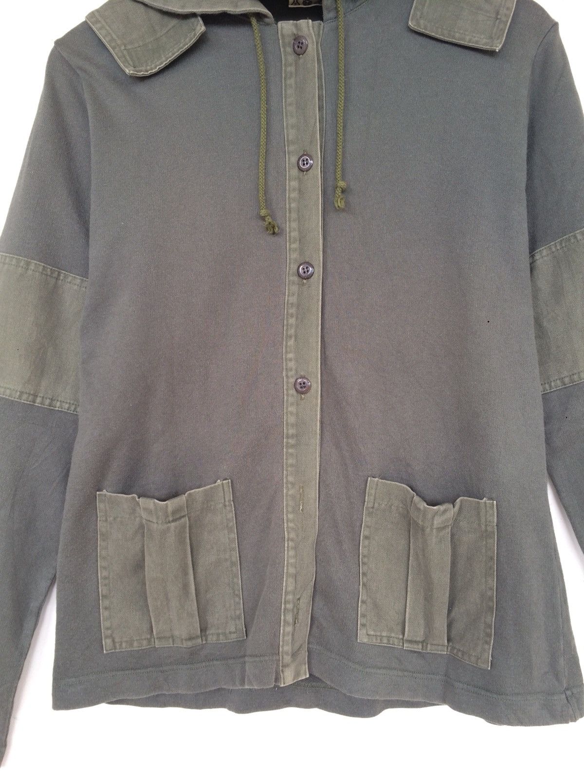 Japanese Brand BUTTON UPS LONGSLEEVE SHIRT DOUBLE POCKETS WITH HOODIE Size US M / EU 48-50 / 2 - 6 Thumbnail
