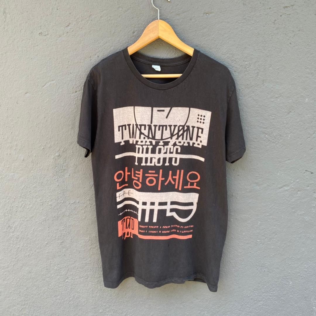 image of Band Tees x Vintage Thrashed Faded Twenty One Pilots Band Tee in Black, Men's (Size Large)