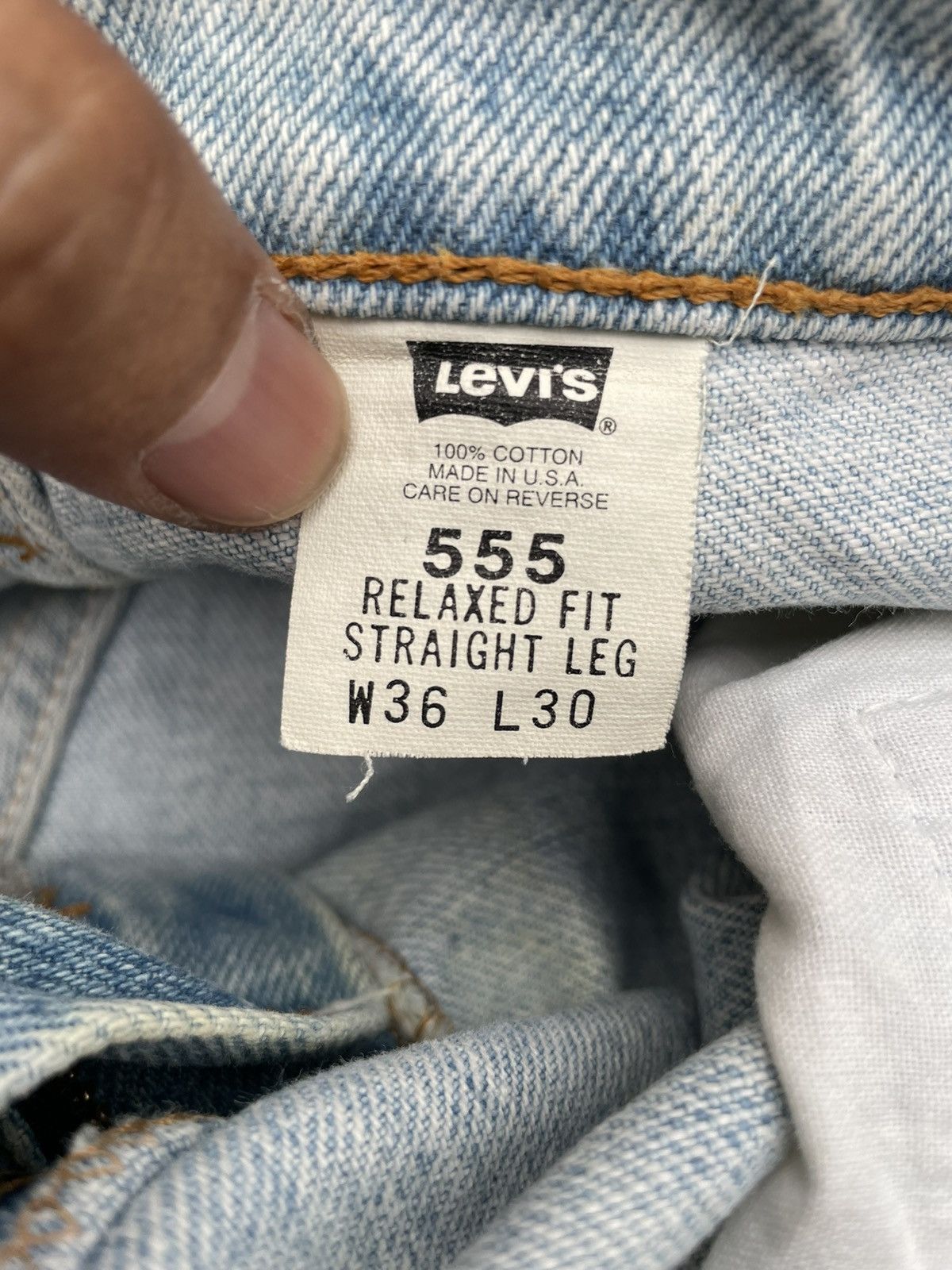 Levi's × Vintage Vintage 1995 Levis 555 Aging Faded Stone Wash Size US 37 - 16 Thumbnail