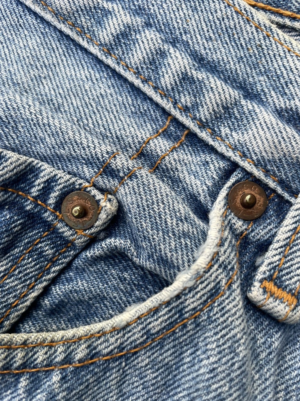 Levi's Levis 501 e Canada Aging Faded Distressed Denim Size US 31 - 18 Thumbnail