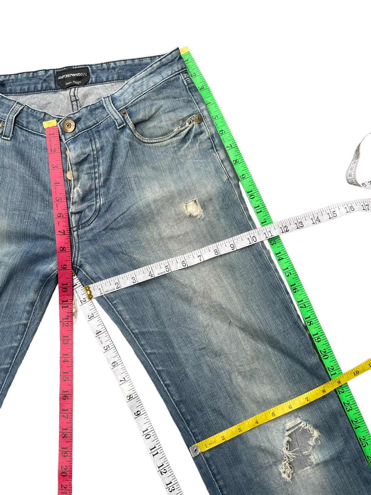 Designer Emporio Armani Distresed Denim Size US 31 - 22 Thumbnail