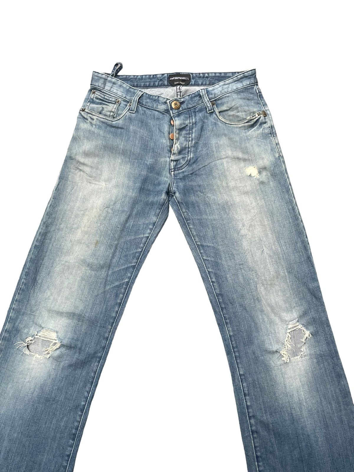Designer Emporio Armani Distresed Denim Size US 31 - 3 Thumbnail
