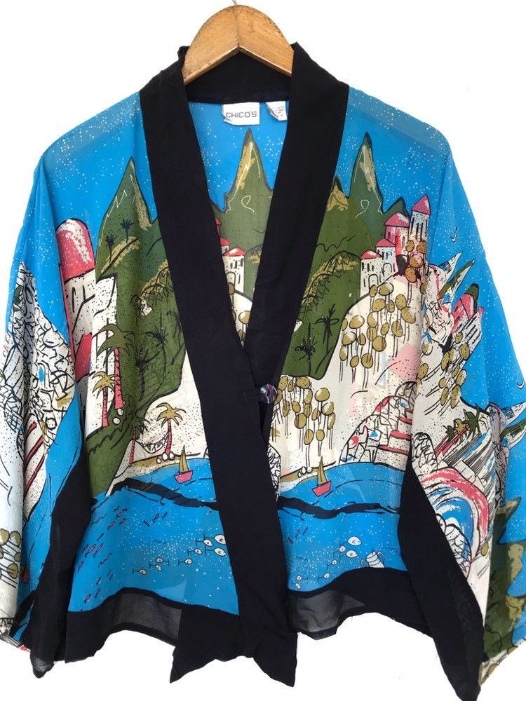 Vintage Crop top button Cardigan overprints/Beach wear.. Size S / US 4 / IT 40 - 2 Thumbnail