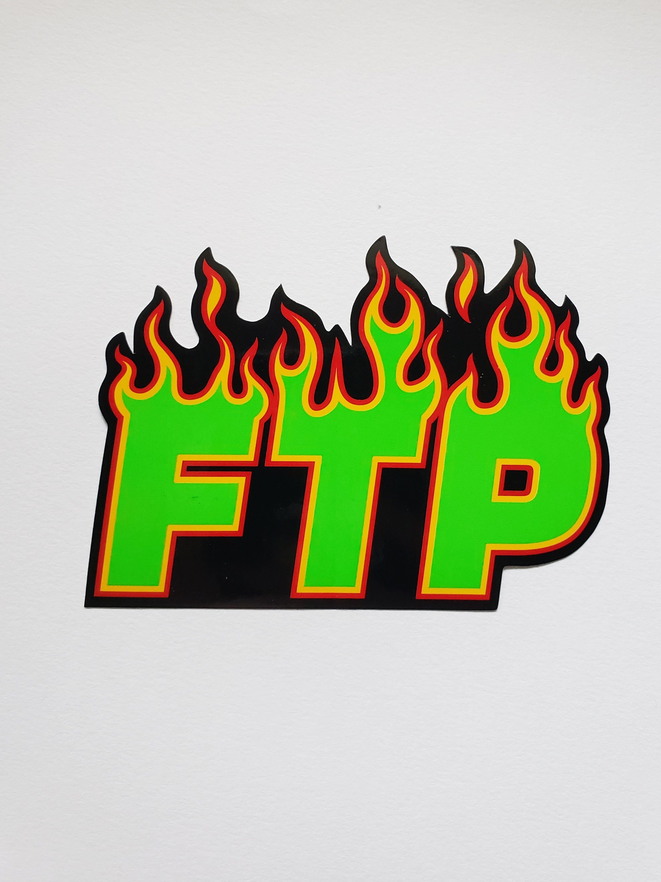 Fuck The Population FTP Flame Sticker Green/Yellow/Red | Grailed