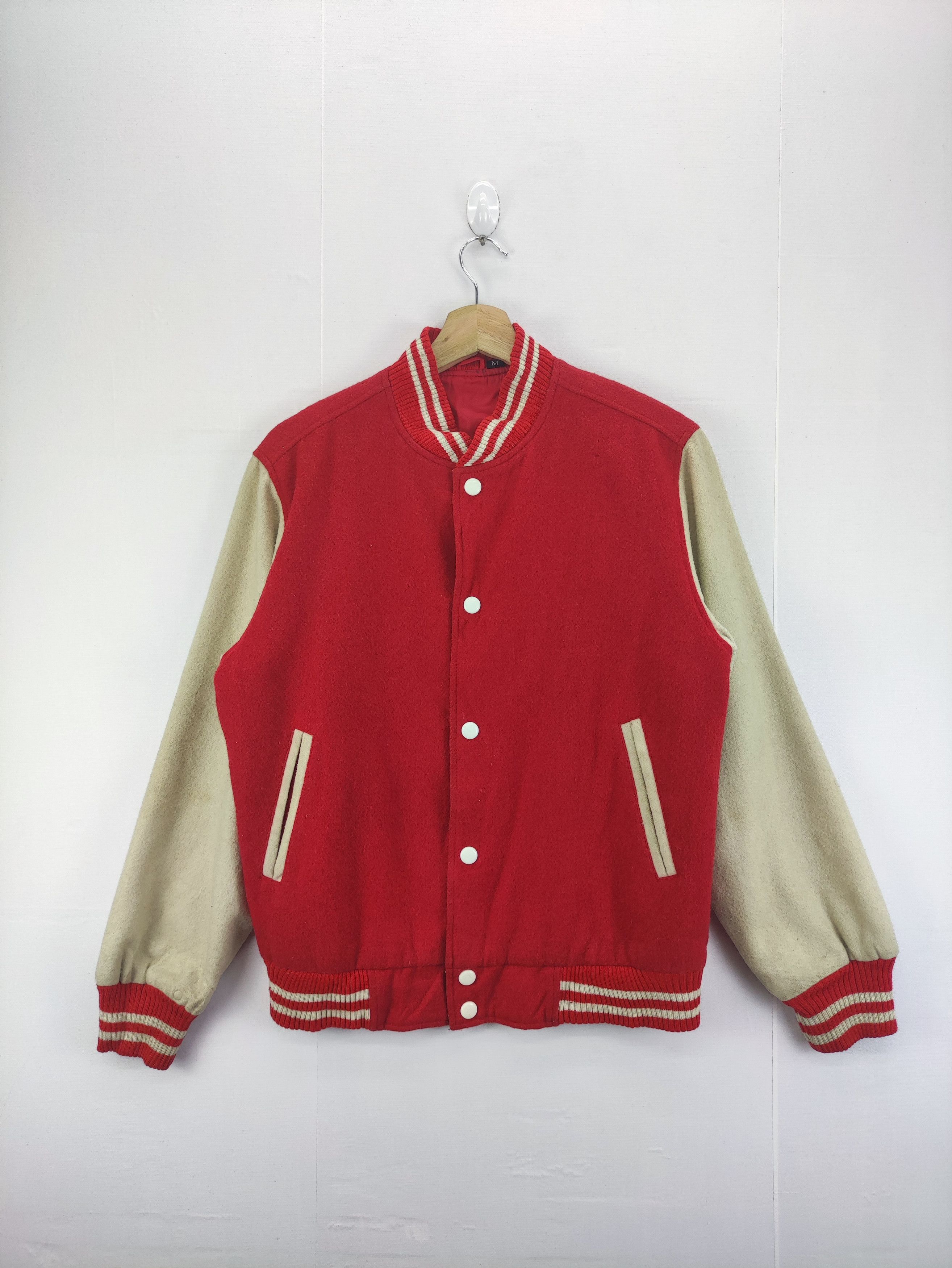 Vintage Varsity Wool Jacket Snap Button By Unbrand