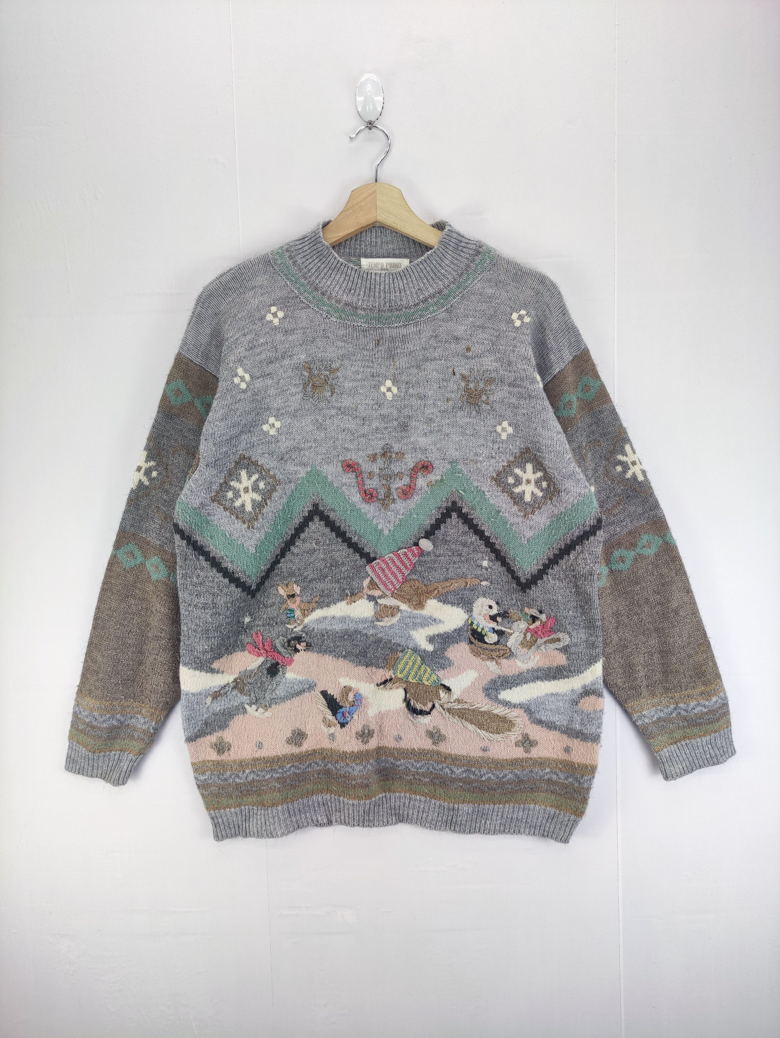 Vintage knit Sweater Embroidered Logo By Tempo Primo