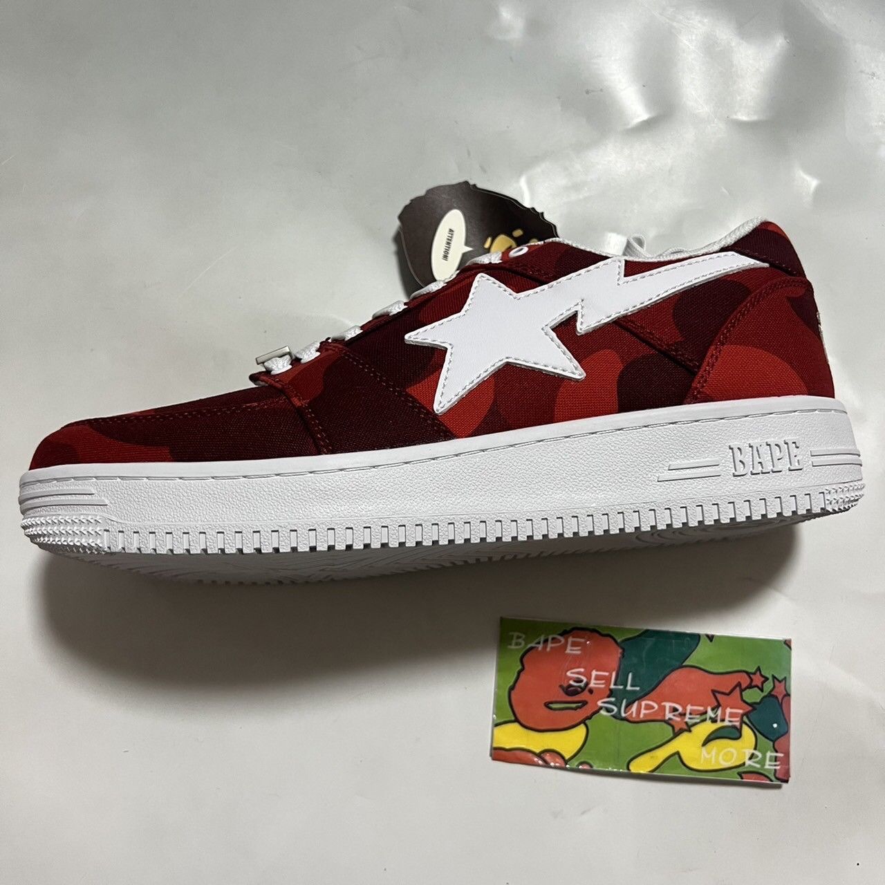 image of Bape Sta Red Camo Canvas Shoes, Men's (Size 10)