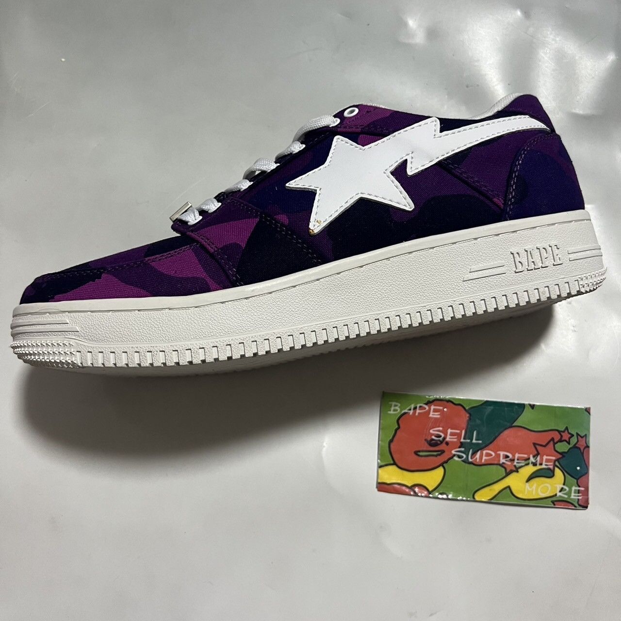 image of Bape Sta Navy Camo Canvas Shoes in Purple Camo, Men's (Size 9.5)