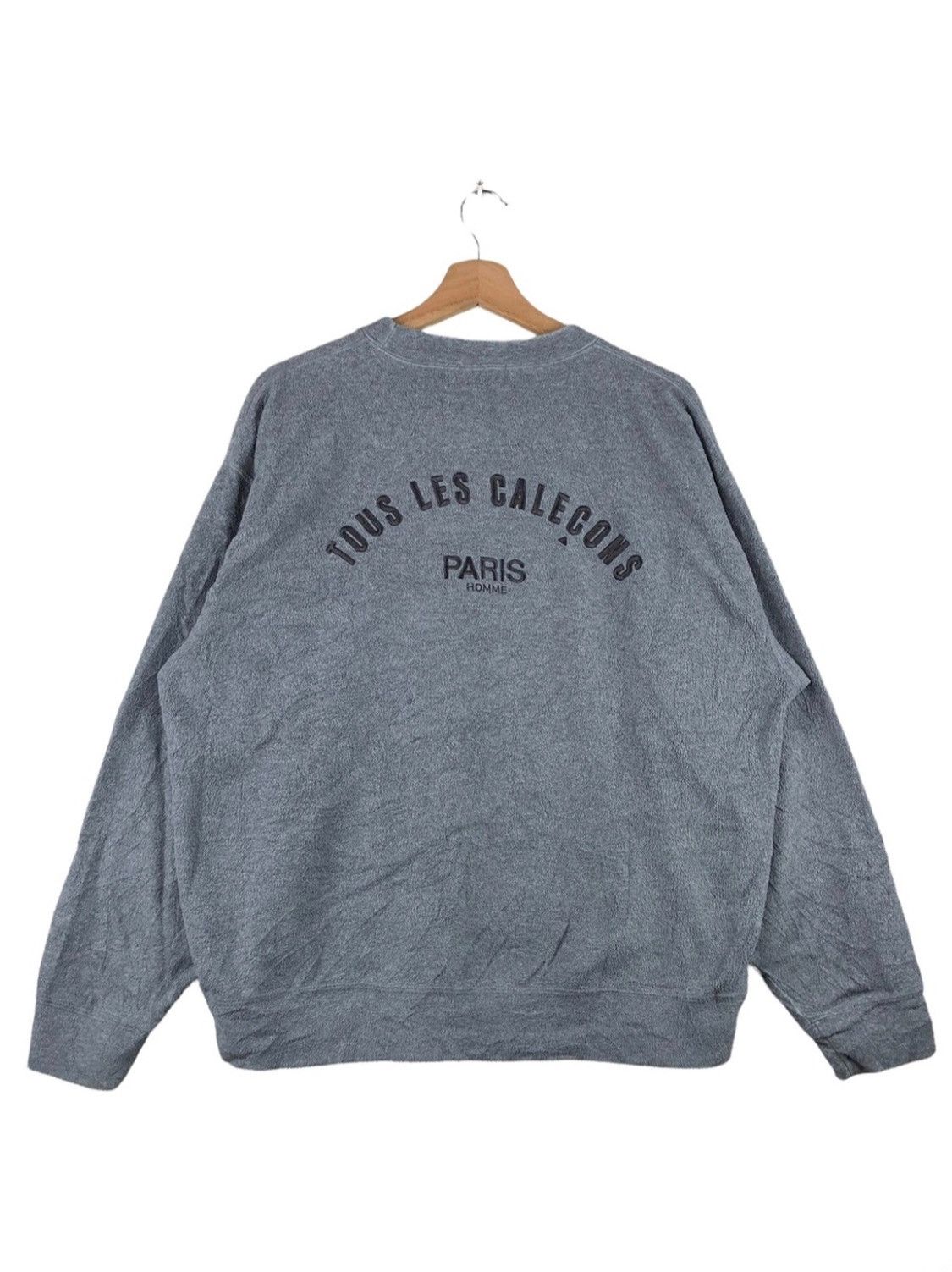 image of Tous Les Caleçons Paris Homme Fleece Spellout Sweatshirt in Grey, Men's (Size Large)