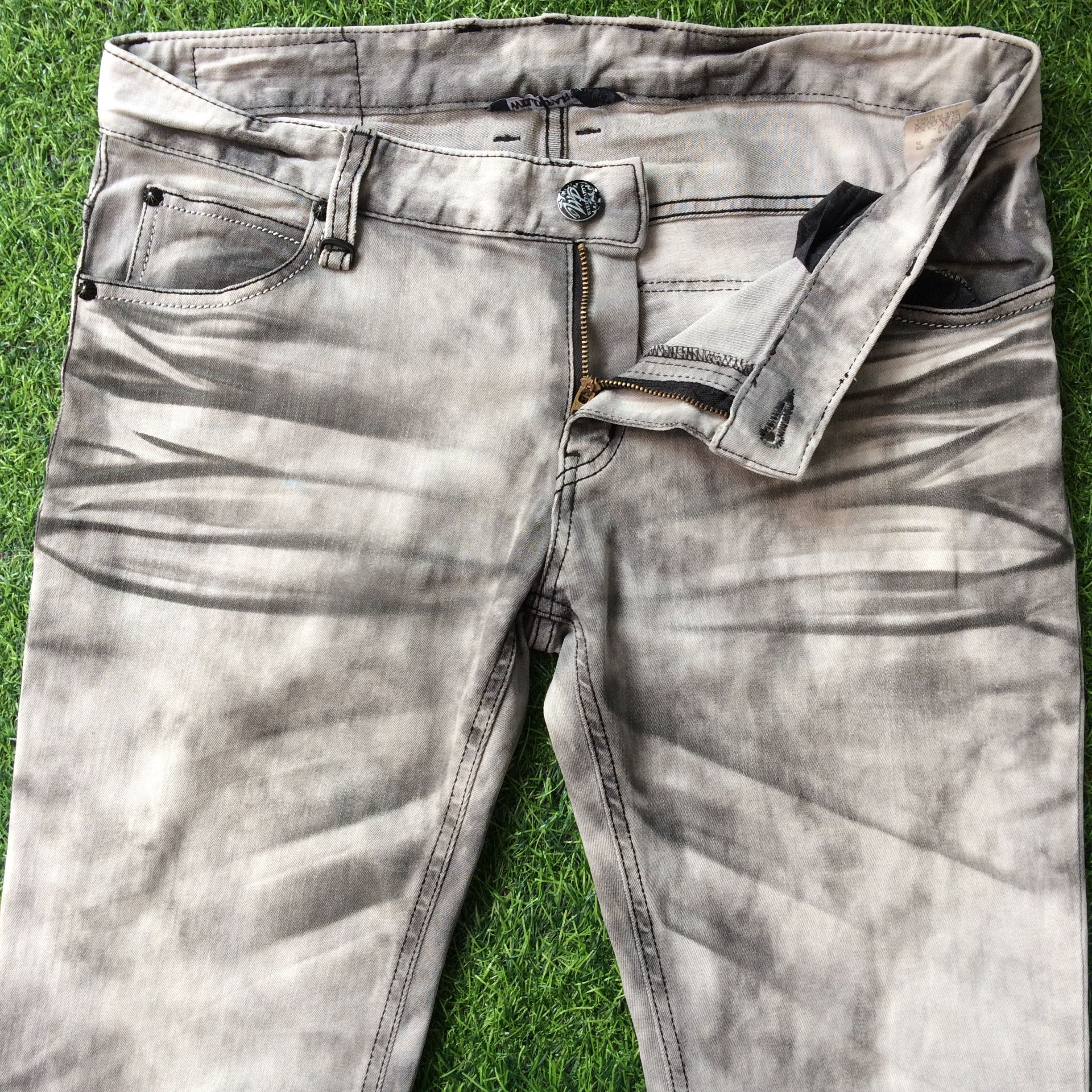 Japanese Brand × Jean Japanese Striped Tie-Dye Stretch Denim #D-190 Size US 33 - 3 Thumbnail