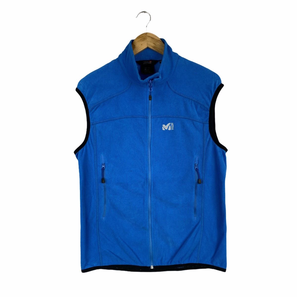 image of Outdoor Life x Vintage Millet Small Logo Outdoor Fleece Zipper Vest Jacket in Blue, Men's
