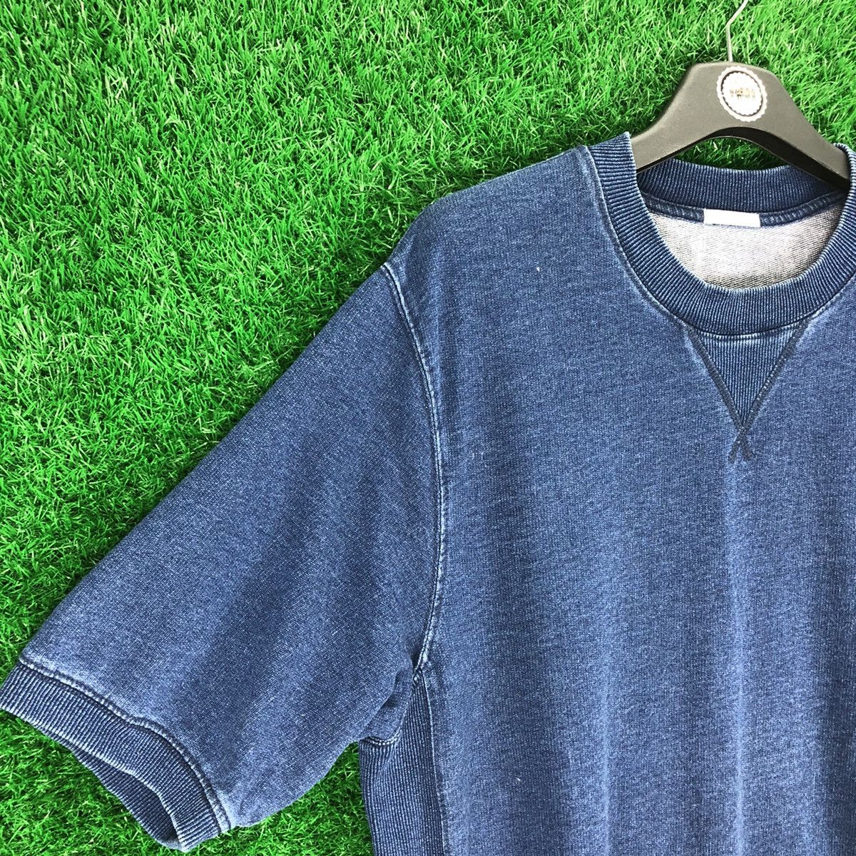 Indigo Blue Indigo Flatlock Crewneck Sweater Short Sleeve by GU Size US L / EU 52-54 / 3 - 2 Thumbnail