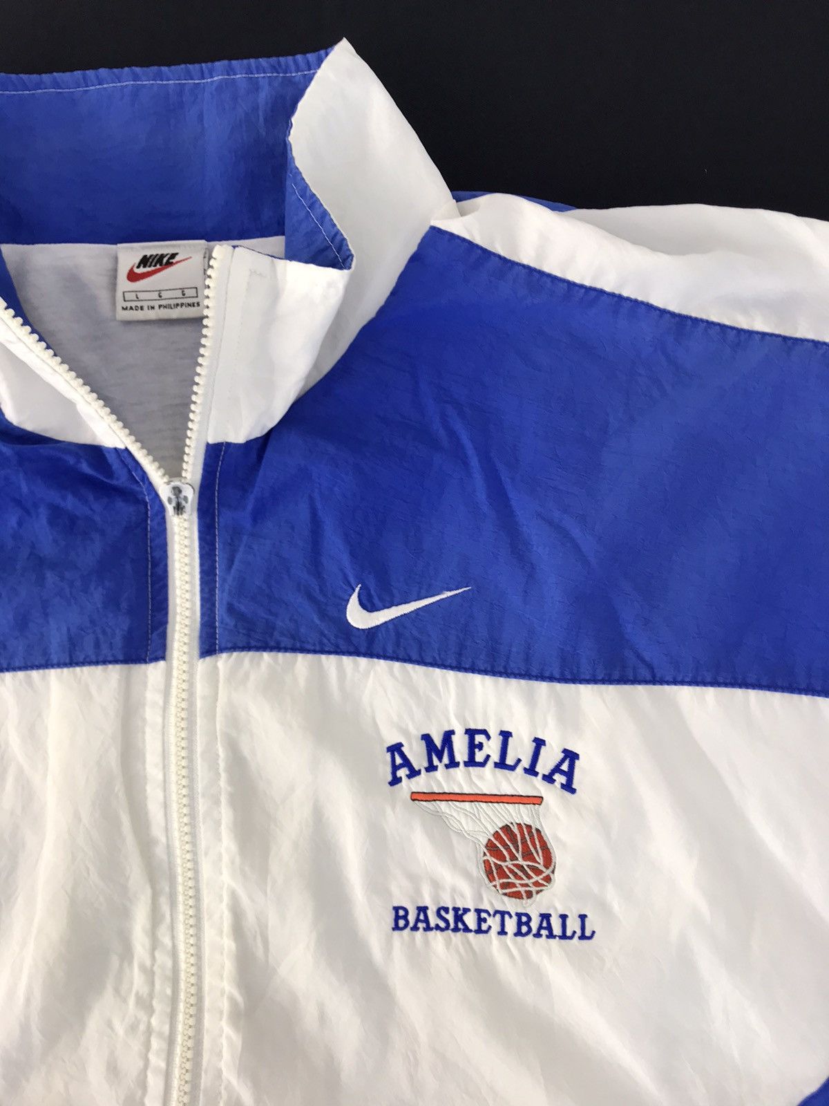 NBA Y2K Nike Amelia Basketball 2 Tone Blue White Bomber Jacket Size US L / EU 52-54 / 3 - 2 Thumbnail