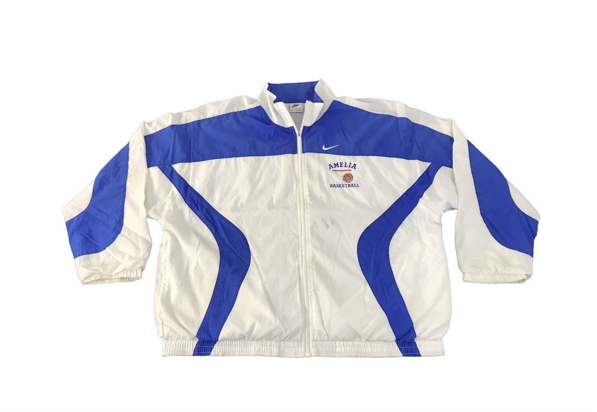 NBA Y2K Nike Amelia Basketball 2 Tone Blue White Bomber Jacket Size US L / EU 52-54 / 3 - 1 Thumbnail