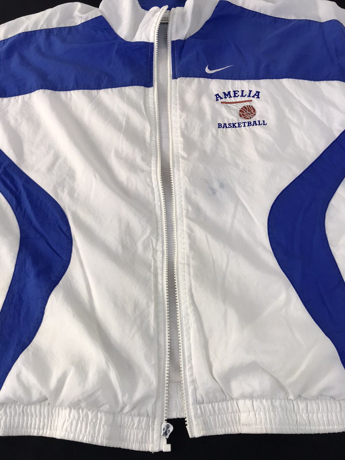 NBA Y2K Nike Amelia Basketball 2 Tone Blue White Bomber Jacket Size US L / EU 52-54 / 3 - 3 Thumbnail