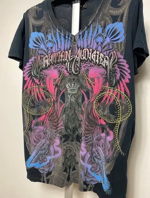 Ed Hardy Vintage Christian Audigier all over print t-shirt tee sizeL Size US L / EU 52-54 / 3 - 2 Thumbnail