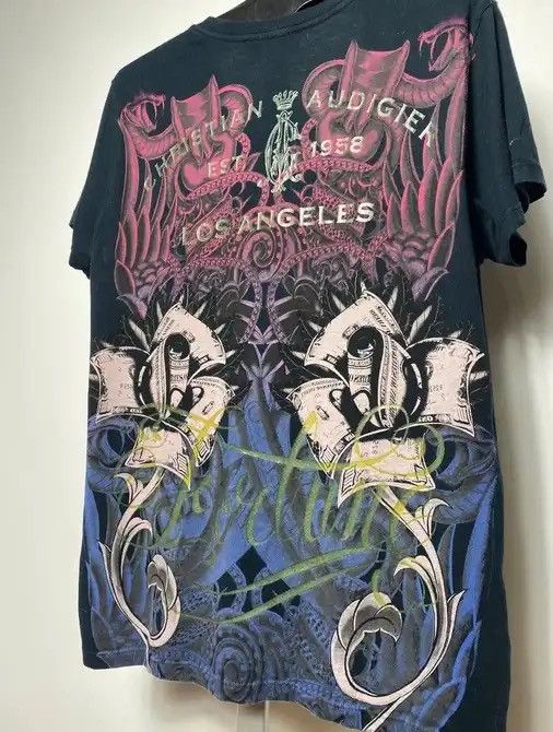 Ed Hardy Vintage Christian Audigier all over print t-shirt tee sizeL Size US L / EU 52-54 / 3 - 7 Thumbnail