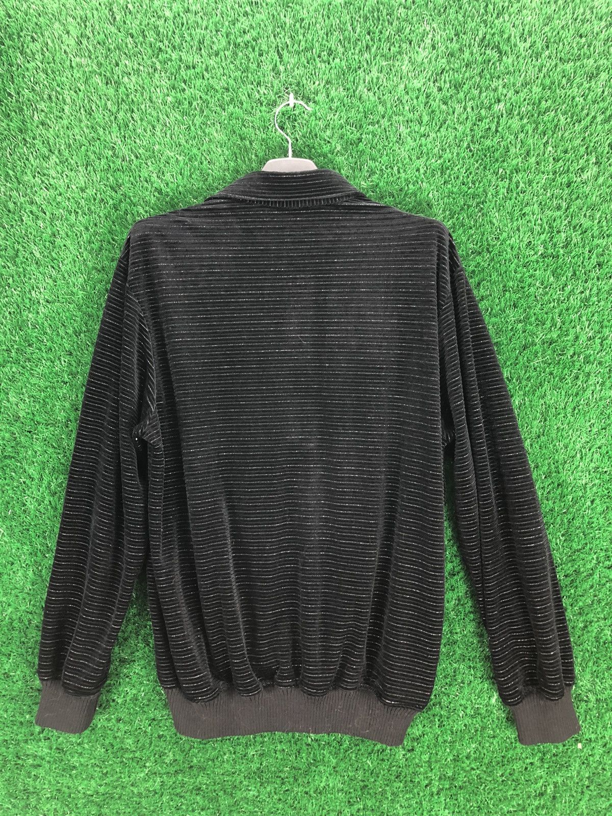 Japanese Brand Vintage 80's Velvet Striped Polo Shirts by Merkur Size US XL / EU 56 / 4 - 4 Thumbnail