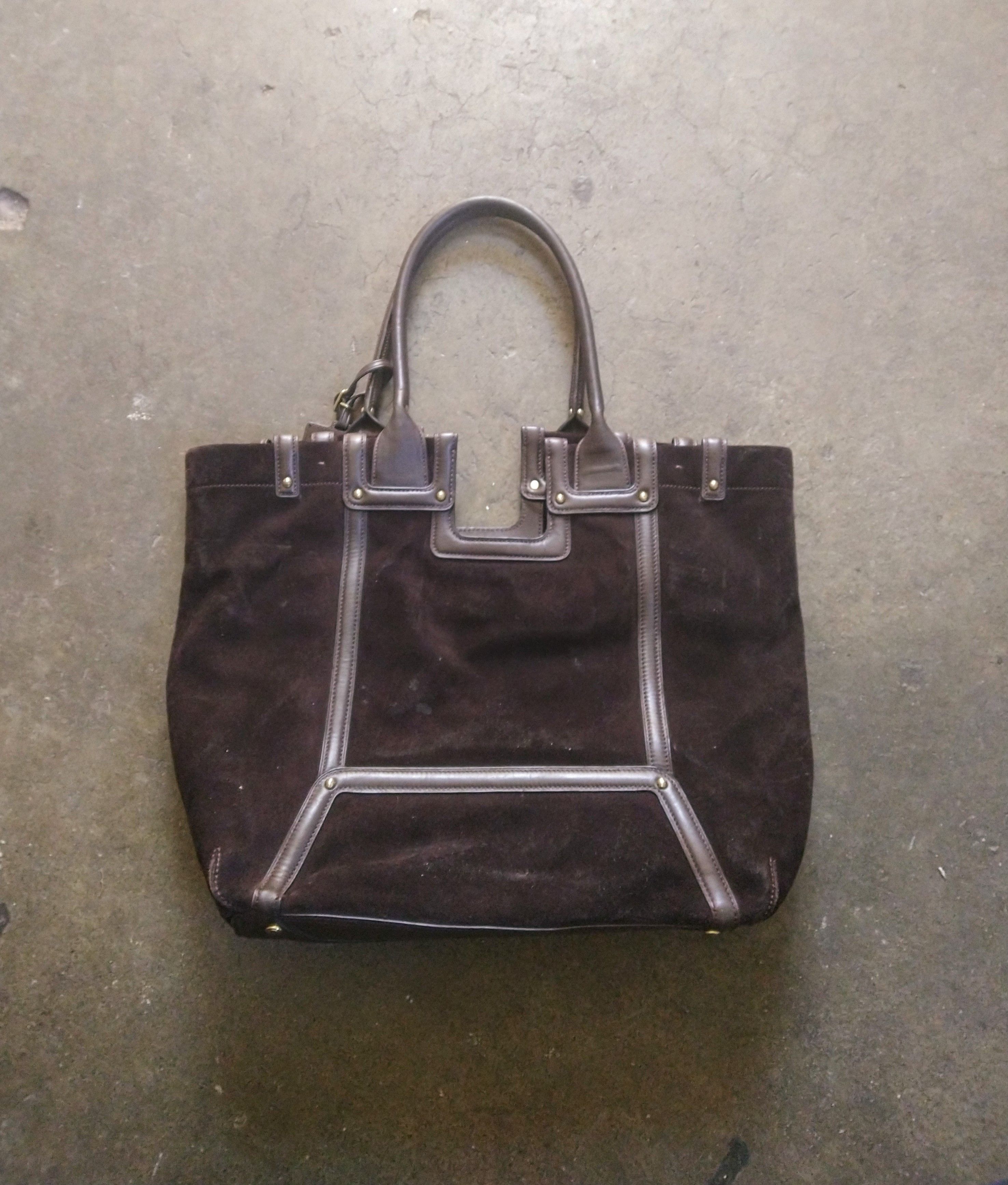 Tumi Tumi Tote Bag Suede Leather Dark Brown Size ONE SIZE - 7 Thumbnail