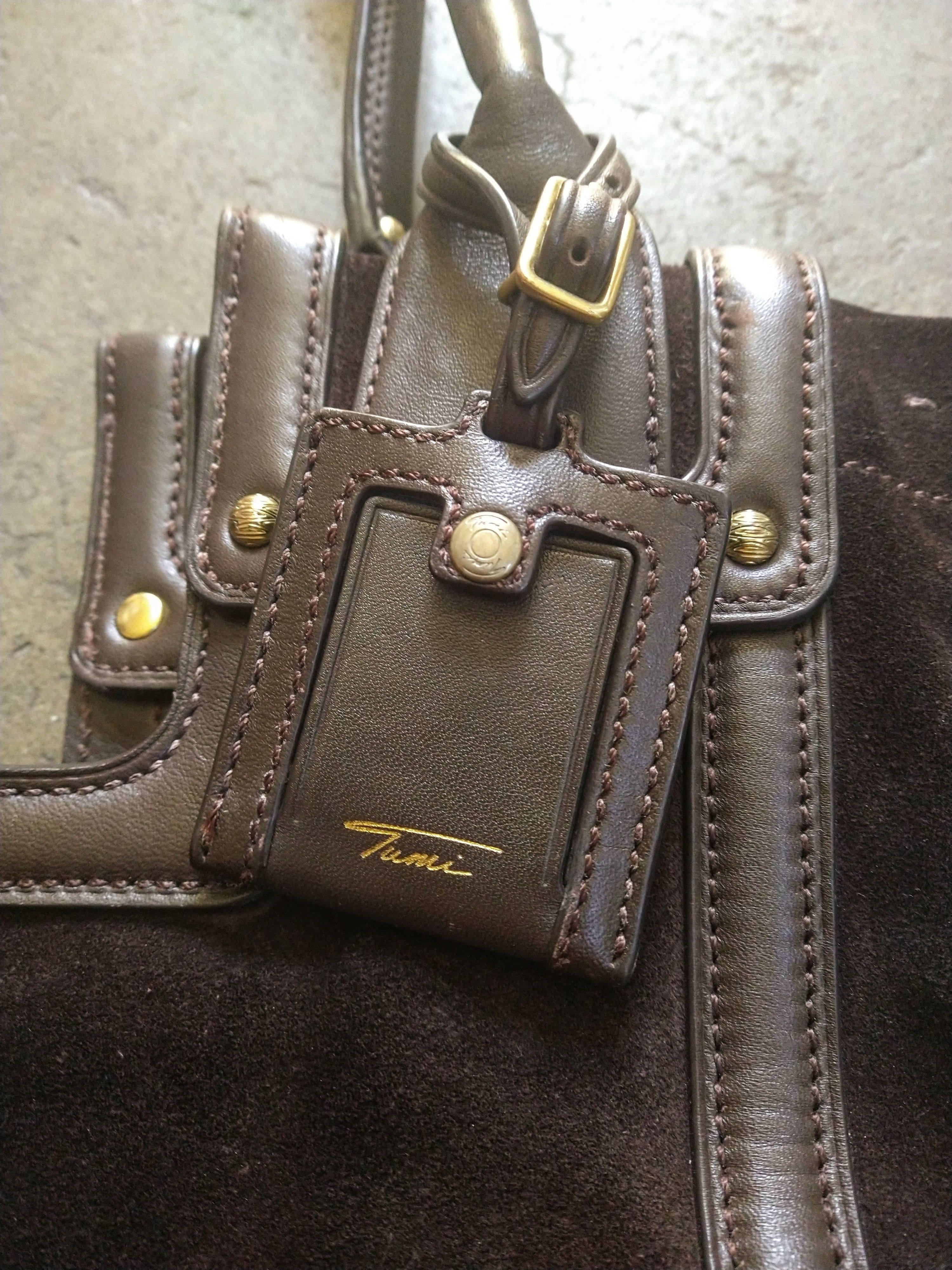 Tumi Tumi Tote Bag Suede Leather Dark Brown Size ONE SIZE - 10 Thumbnail