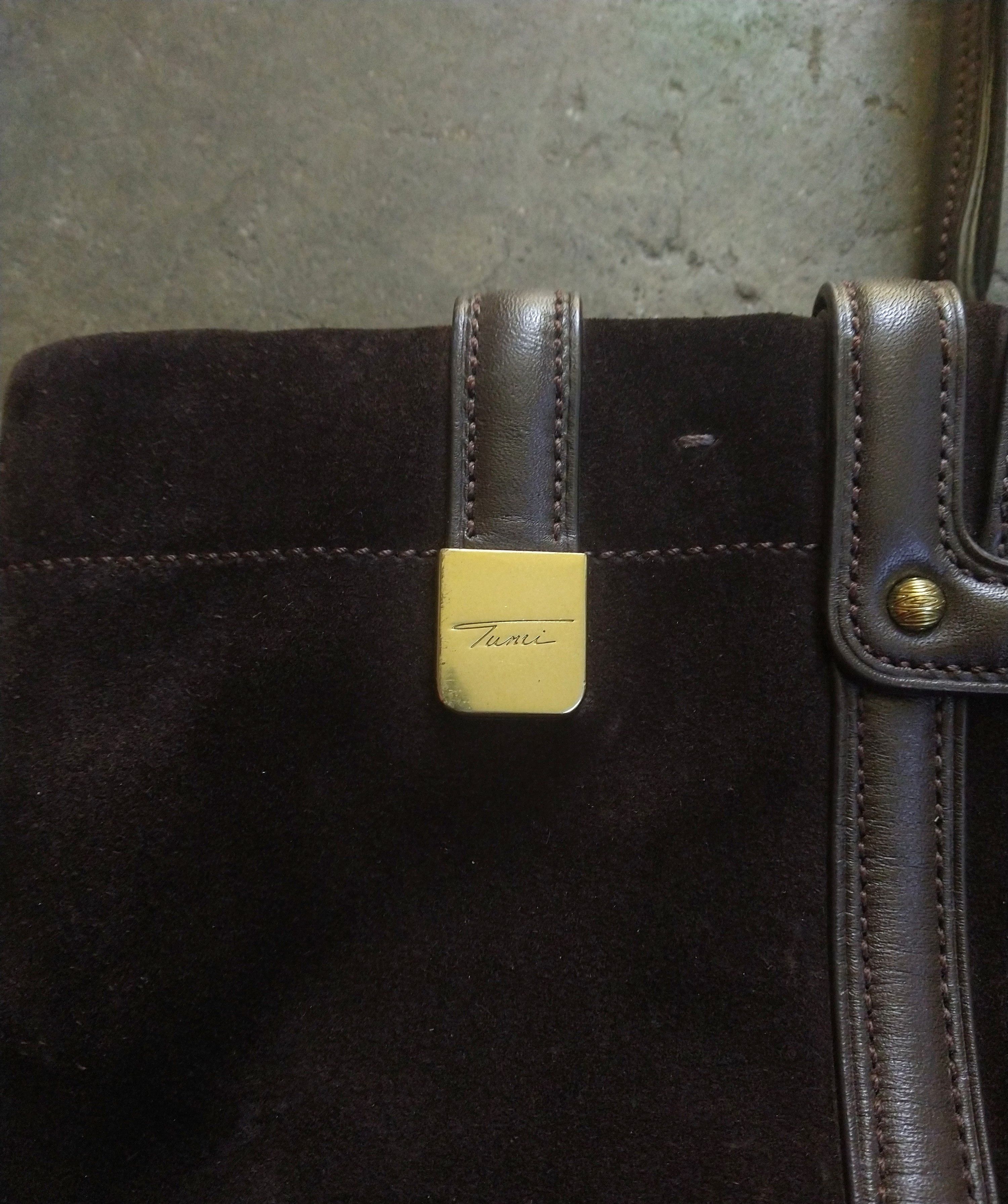 Tumi Tumi Tote Bag Suede Leather Dark Brown Size ONE SIZE - 8 Thumbnail