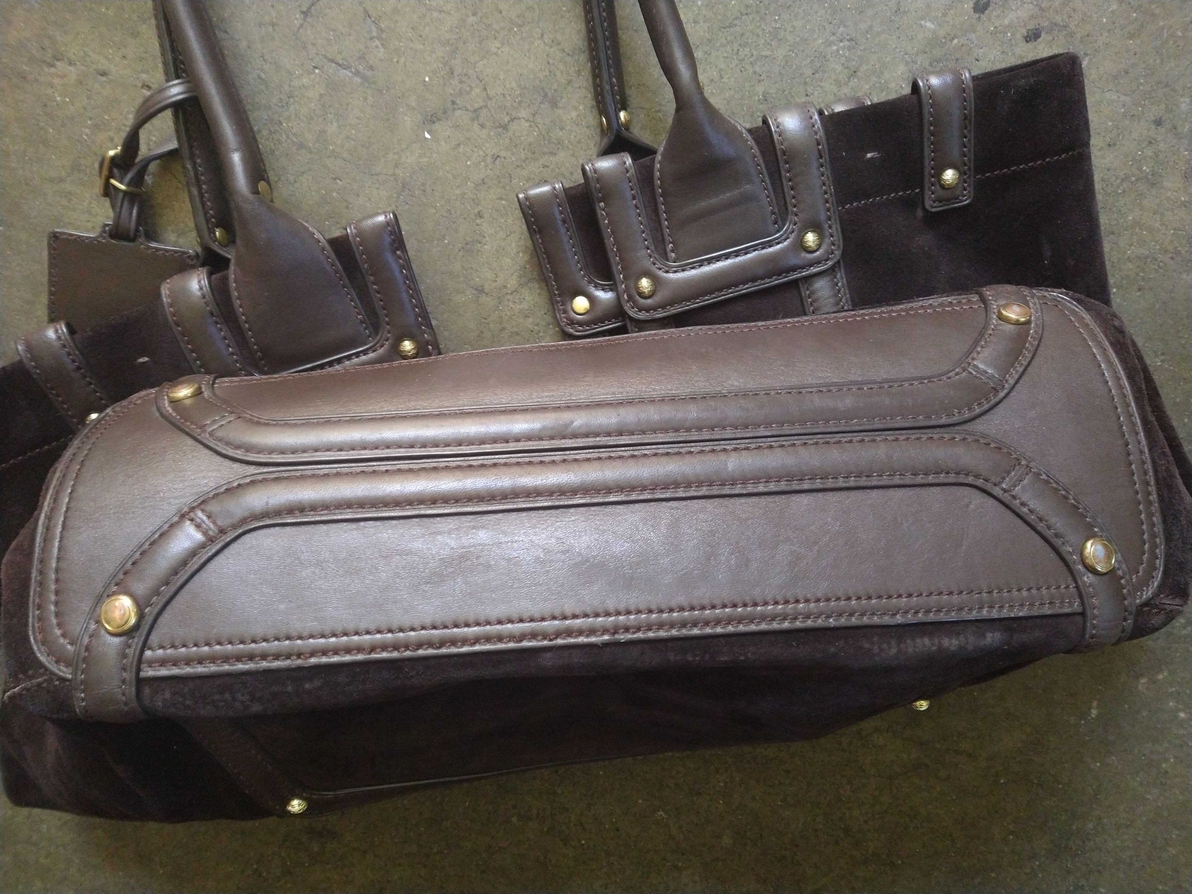 Tumi Tumi Tote Bag Suede Leather Dark Brown Size ONE SIZE - 12 Thumbnail