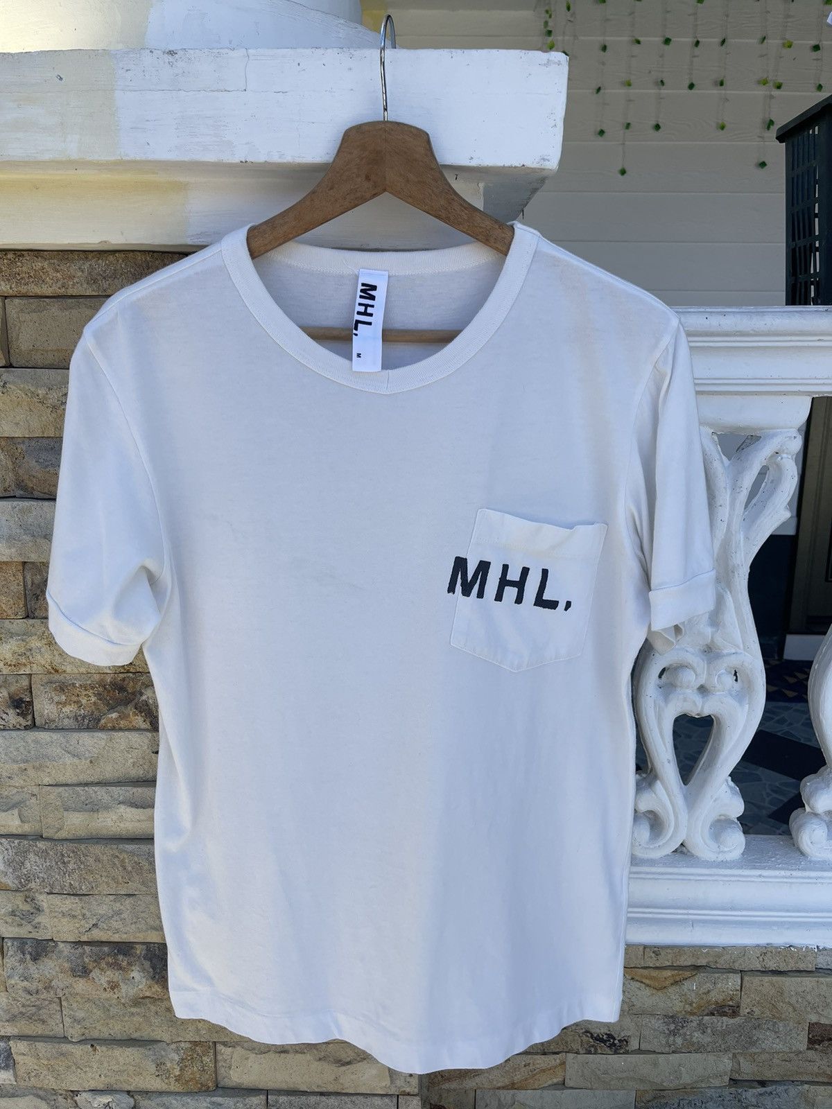 Vintage Last Drop🔥Rare🔥Vtg MARGARET HOWELL MHL White Pocket T