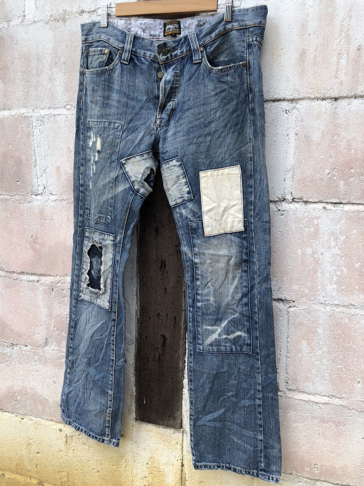 Hypebeast × If Six Was Nine Double Flag Jeans Distress Denim By Patchwork Size US 36 / EU 52 - 3 Thumbnail