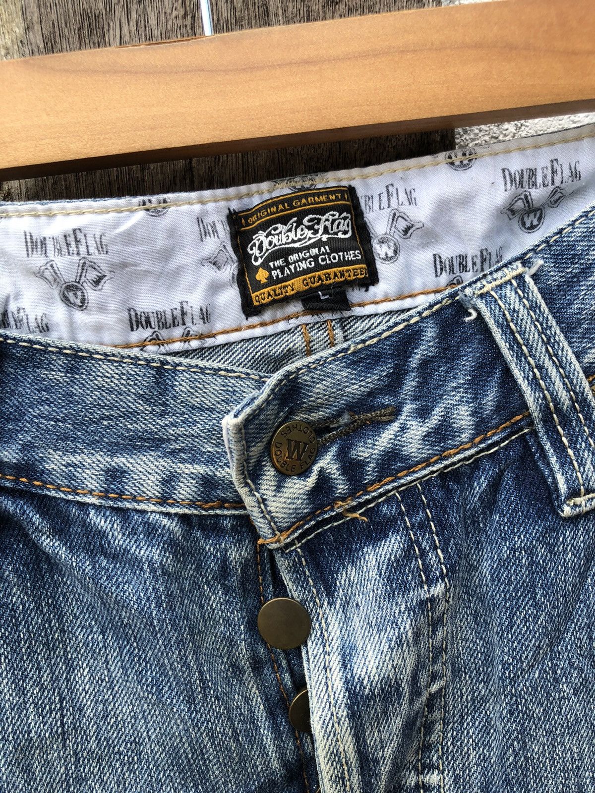 Hypebeast × If Six Was Nine Double Flag Jeans Distress Denim By Patchwork Size US 36 / EU 52 - 4 Thumbnail